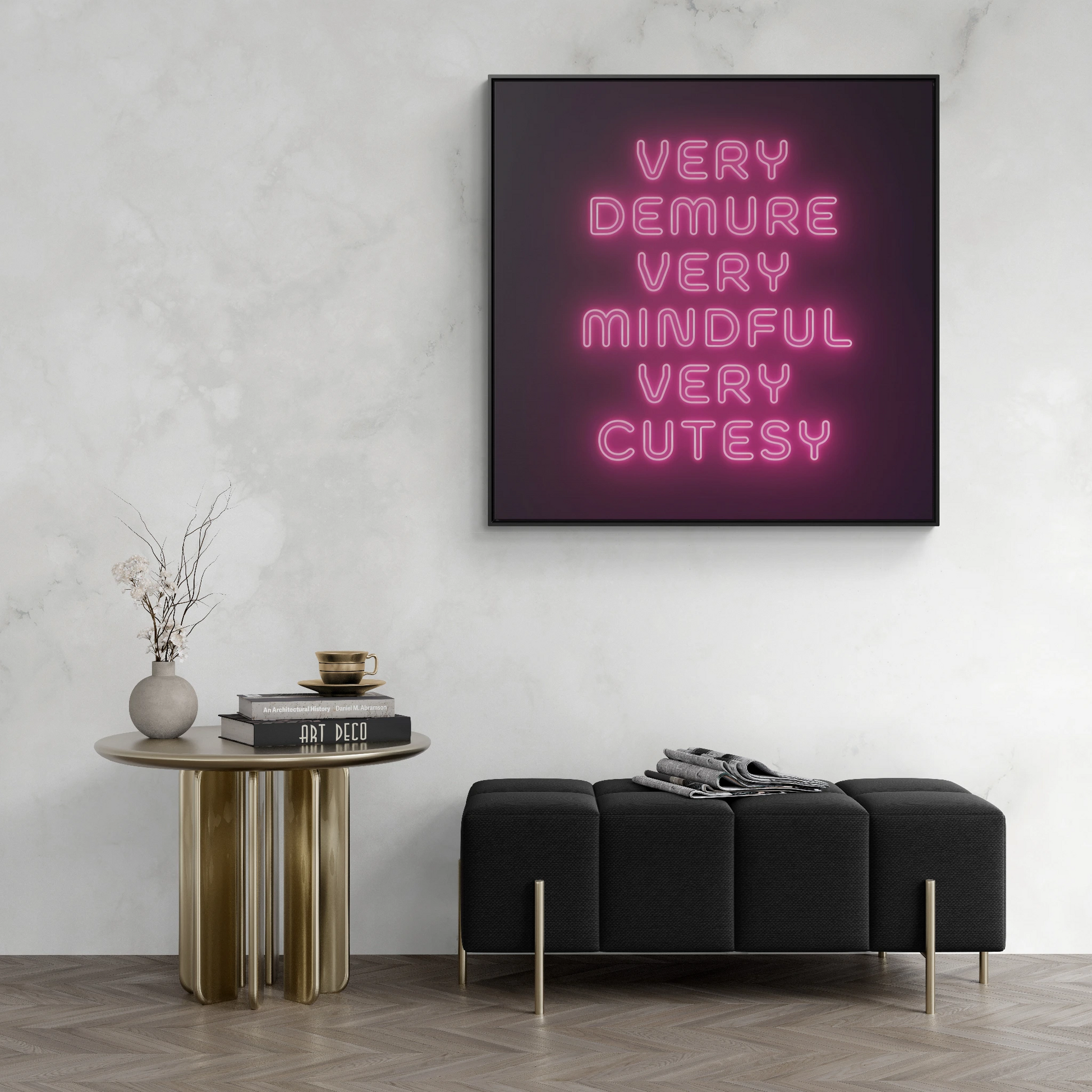 Trendy Quote Square Frame Canvas Wall Art for Fashionistas, Very Demure Very Mindful Very Cutesy, Fun Decor, Gallery Canvas Wraps, Home - LOLA VEGAS ART