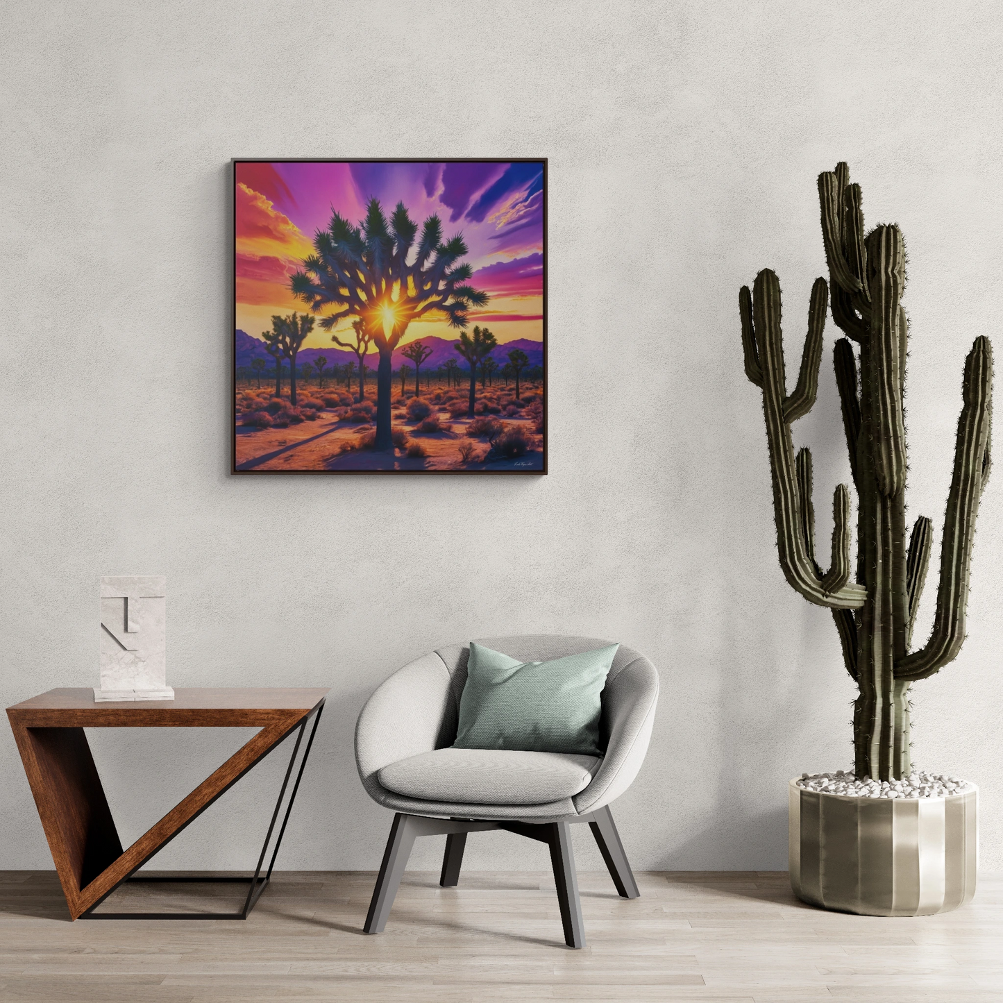 Joshua Tree Square Canvas, Gallery Wrap Wall Art, Square Frame Home Decor, Desert Landscape Print, Southwestern Wall Hanging - LOLA VEGAS ART
