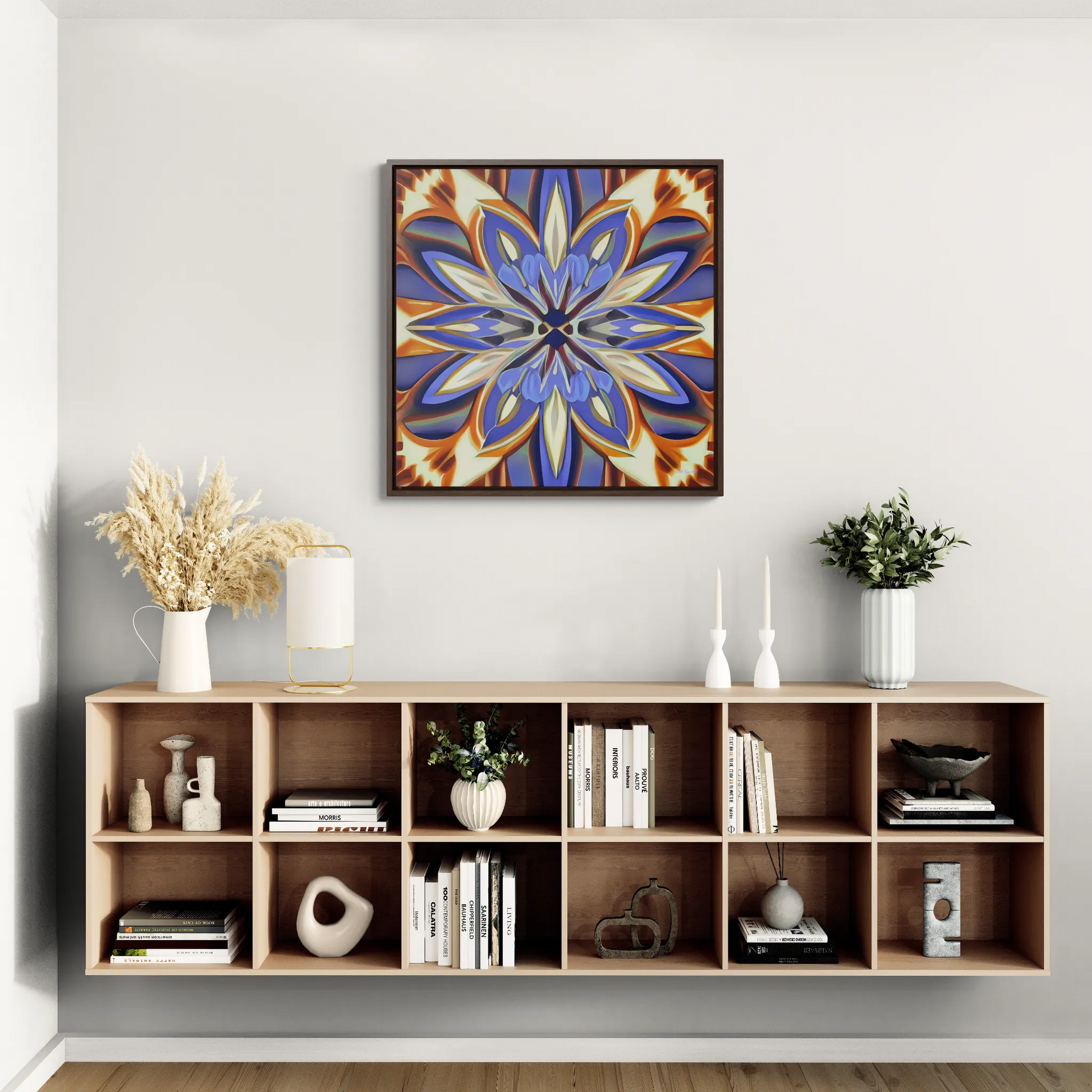 Canvas Wall Art, Abstract Floral Square Frame, Iris Purple Cream Brown Flowers, Home Decor, Gallery Prints, Floral Wall Decor, Room Decor, - LOLA VEGAS ART