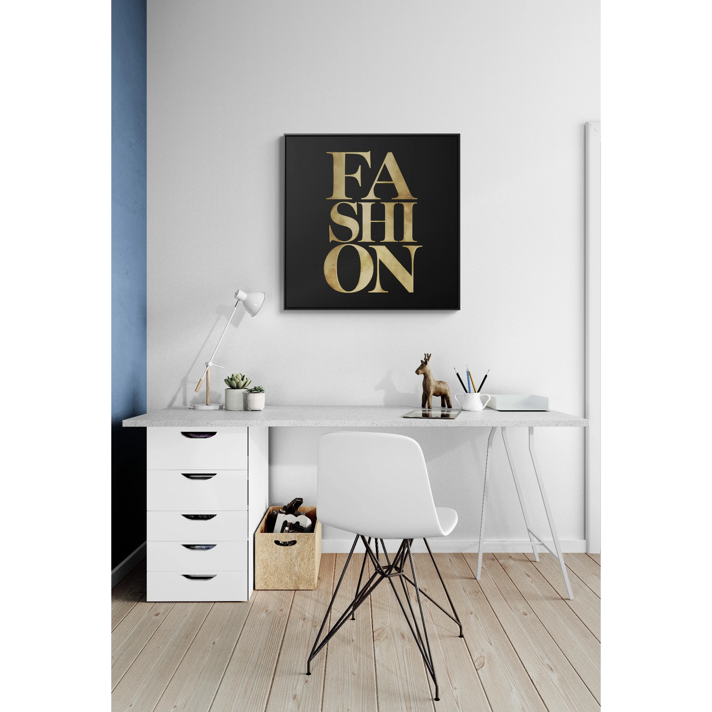 Fashion Wall Art, Stylish Gallery Canvas Wraps, Square Frame, Home Decor, Gift for Fashionistas, Glamorous Black and Gold Wall Hanging - LOLA VEGAS ART