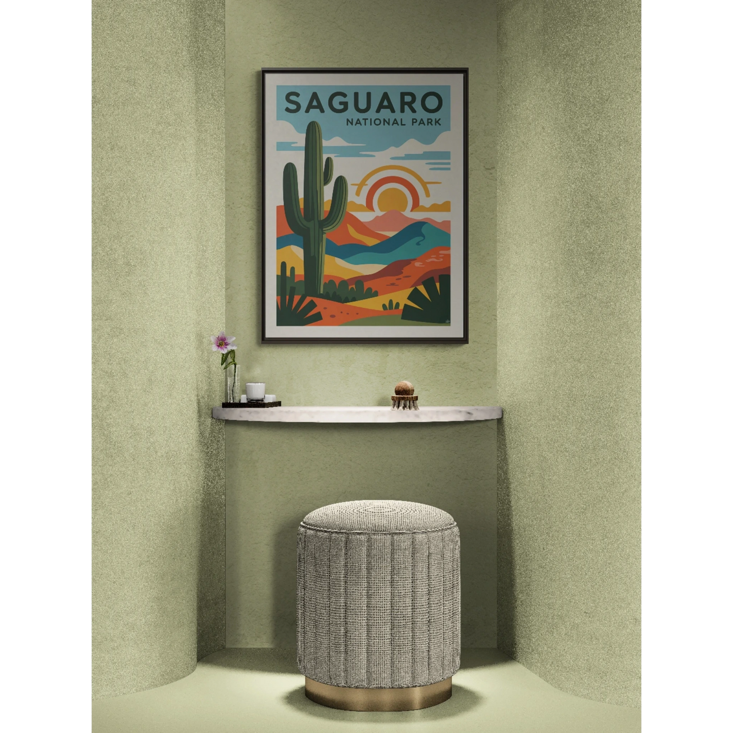 Saguaro National Park Art Print, Matte Canvas Framed, Home Decor, Nature Wall Art, Gallery Style Decoration, Gift for Adventurers - LOLA VEGAS ART