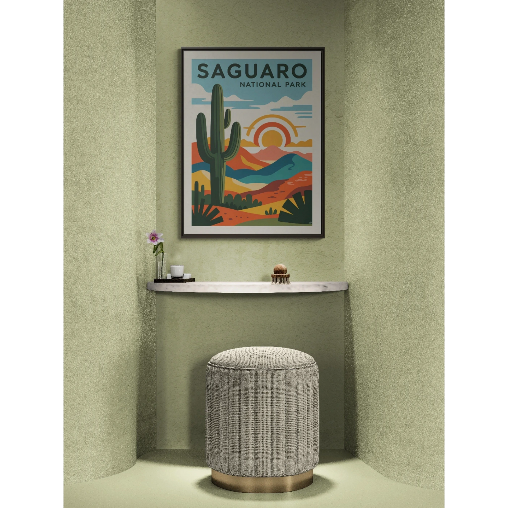 Saguaro National Park Art Print, Matte Canvas Framed, Home Decor, Nature Wall Art, Gallery Style Decoration, Gift for Adventurers - LOLA VEGAS ART