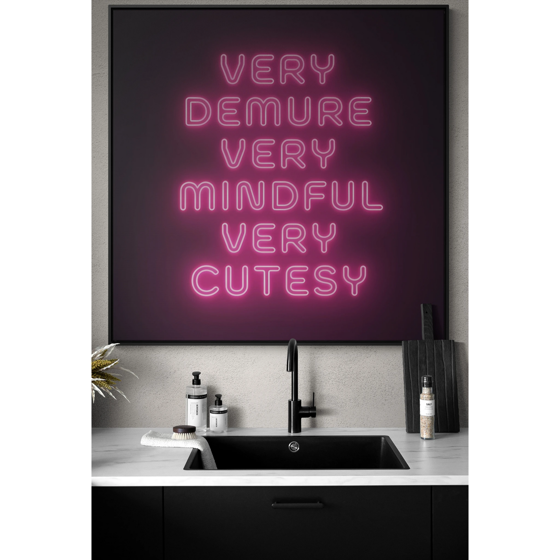 Trendy Quote Square Frame Canvas Wall Art for Fashionistas, Very Demure Very Mindful Very Cutesy, Fun Decor, Gallery Canvas Wraps, Home - LOLA VEGAS ART