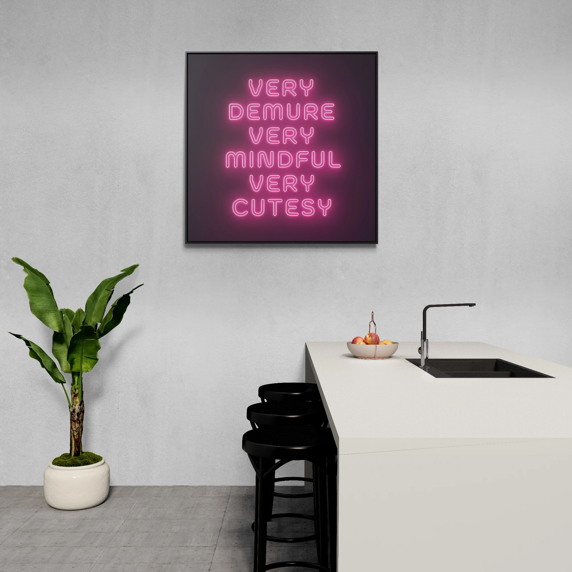 Trendy Quote Square Frame Canvas Wall Art for Fashionistas, Very Demure Very Mindful Very Cutesy, Fun Decor, Gallery Canvas Wraps, Home - LOLA VEGAS ART