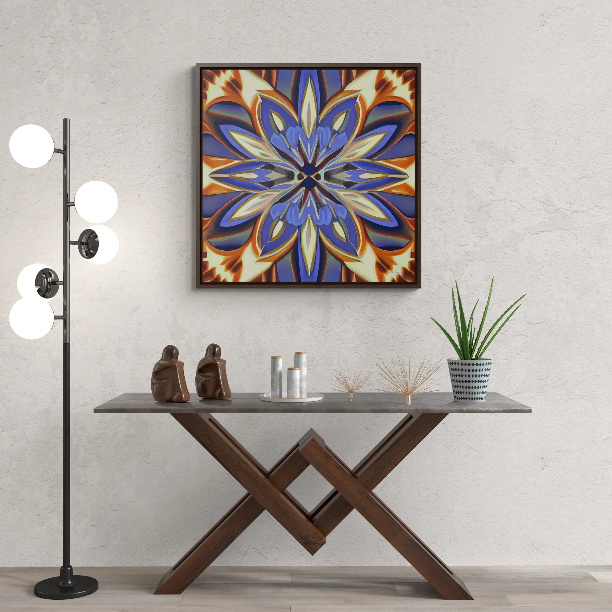 Canvas Wall Art, Abstract Floral Square Frame, Iris Purple Cream Brown Flowers, Home Decor, Gallery Prints, Floral Wall Decor, Room Decor, - LOLA VEGAS ART