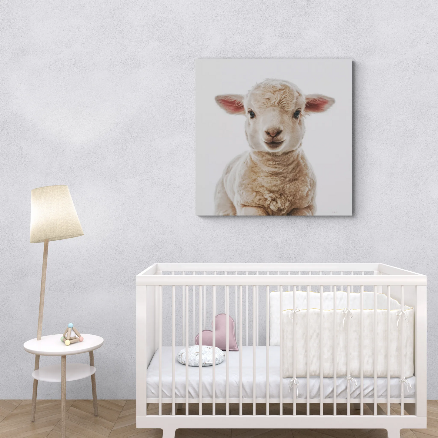 Canvas Wall Art, Baby Lamb Square Matte Stretched, Animal Lover Gift, Children's Decor, Fine Art Photography Print - LOLA VEGAS ART