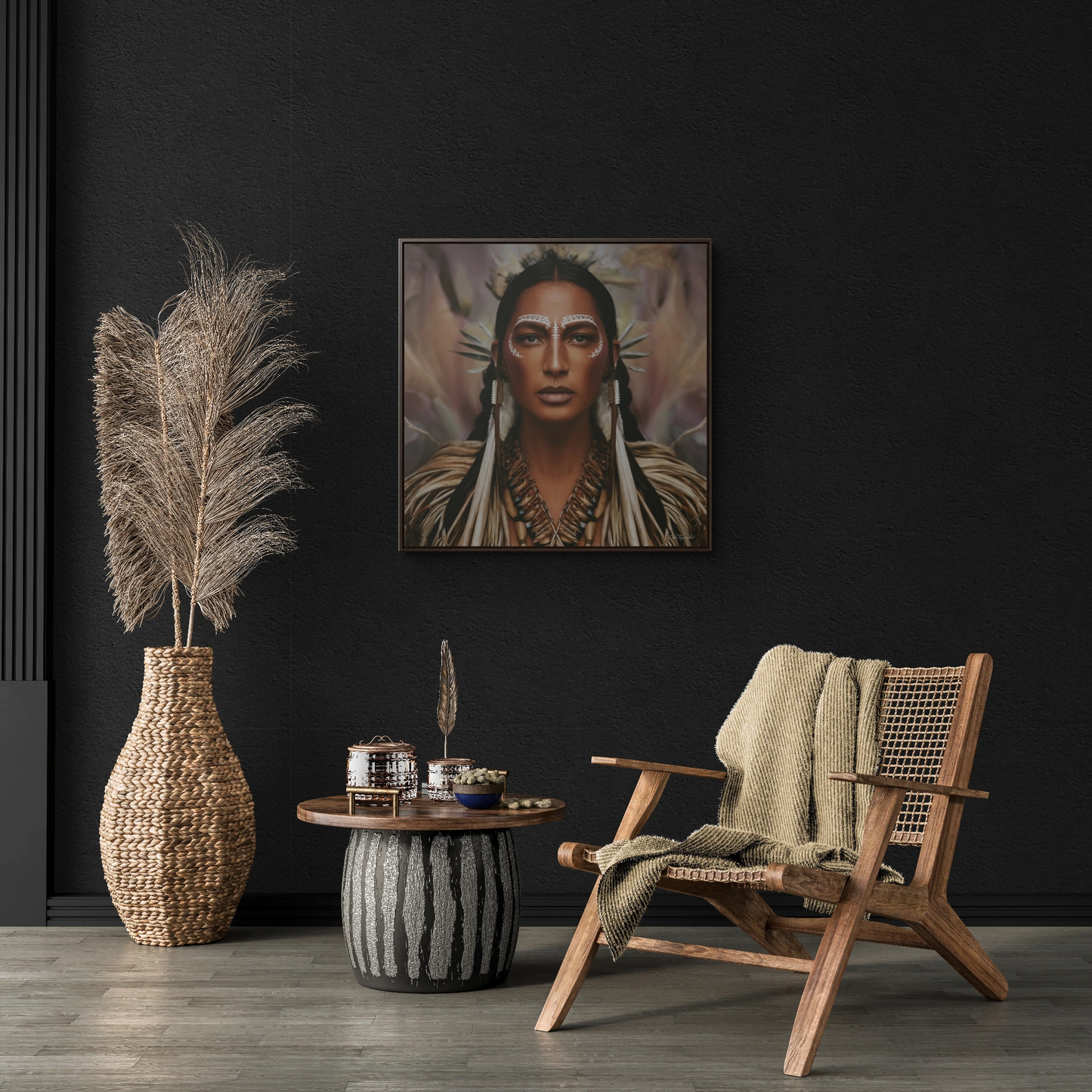 Woman Square Framed Canvas Wall Art, Gallery Canvas Wraps, Fine Art Photography Print, Home Decor, Wall Hanging, Boho Chic, - LOLA VEGAS ART