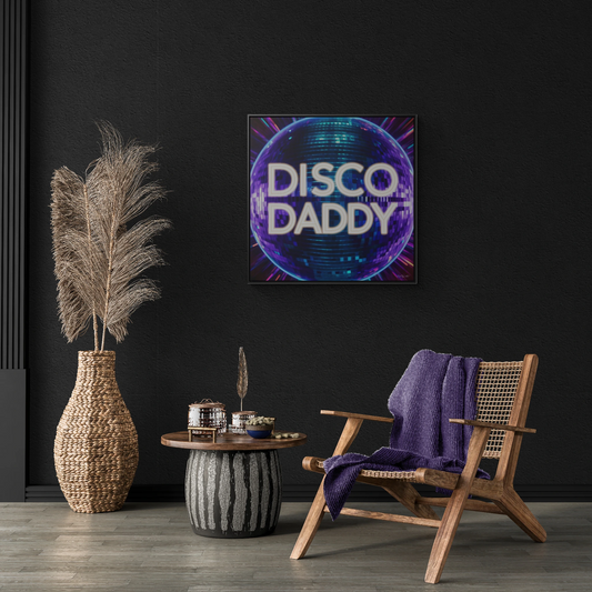Disco Daddy Purple Disco Ball Canvas Wall Art, Square Frame, Retro Funky Decor, Gallery Canvas Wrap, Home Wall Decor, Wall Art Decor, Purple - LOLA VEGAS ART