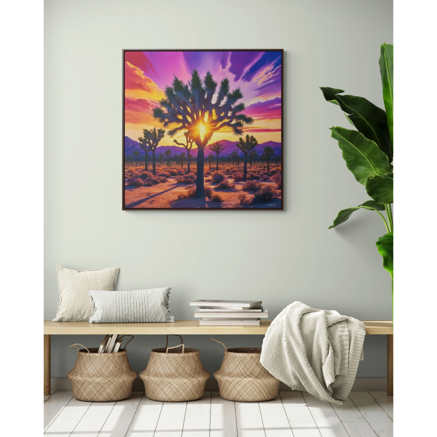 Joshua Tree Square Canvas, Gallery Wrap Wall Art, Square Frame Home Decor, Desert Landscape Print, Southwestern Wall Hanging - LOLA VEGAS ART