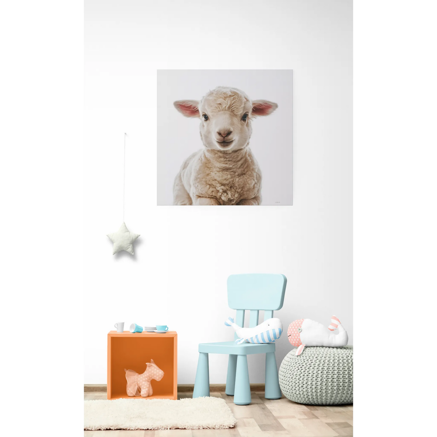 Canvas Wall Art, Baby Lamb Square Matte Stretched, Animal Lover Gift, Children's Decor, Fine Art Photography Print - LOLA VEGAS ART