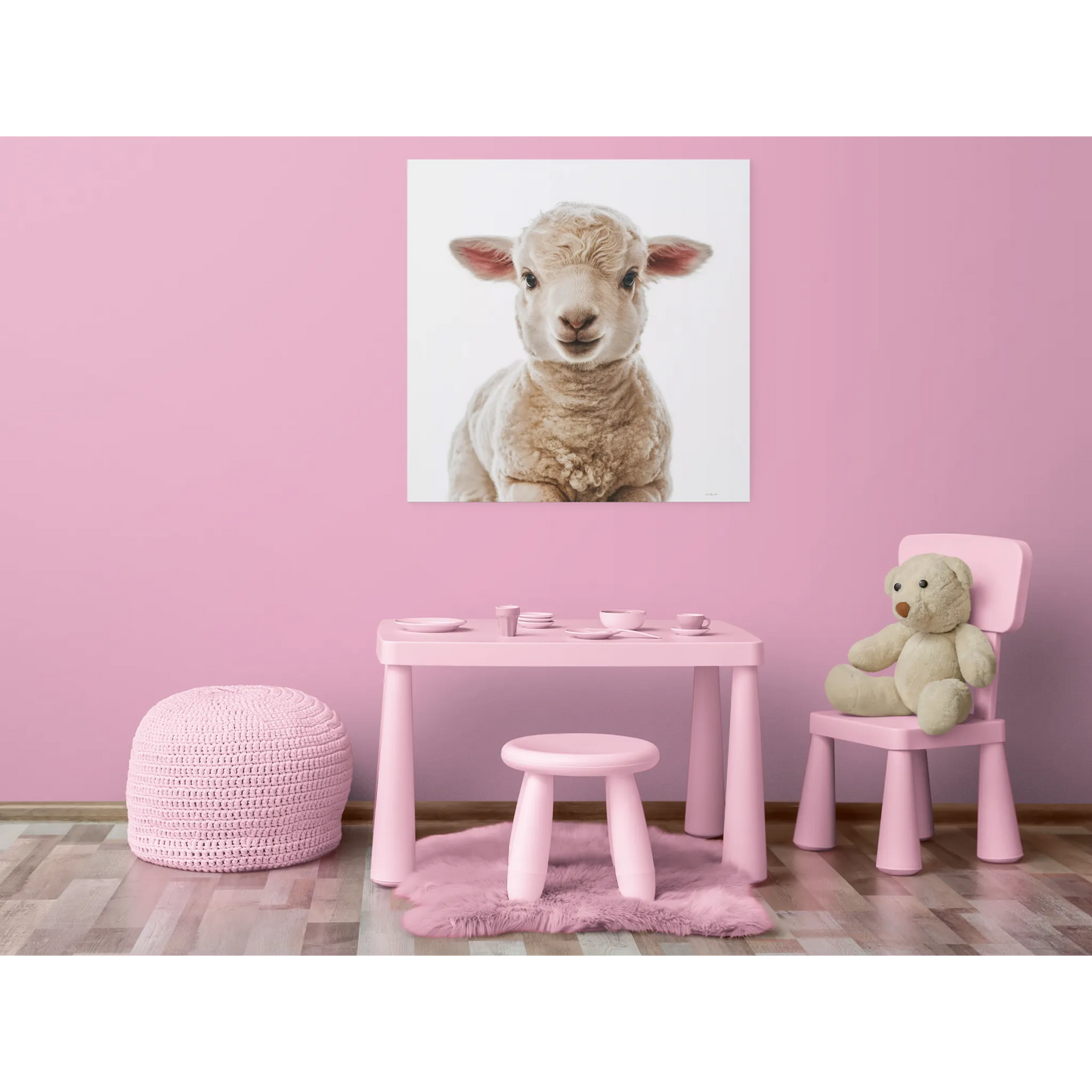 Canvas Wall Art, Baby Lamb Square Matte Stretched, Animal Lover Gift, Children's Decor, Fine Art Photography Print - LOLA VEGAS ART
