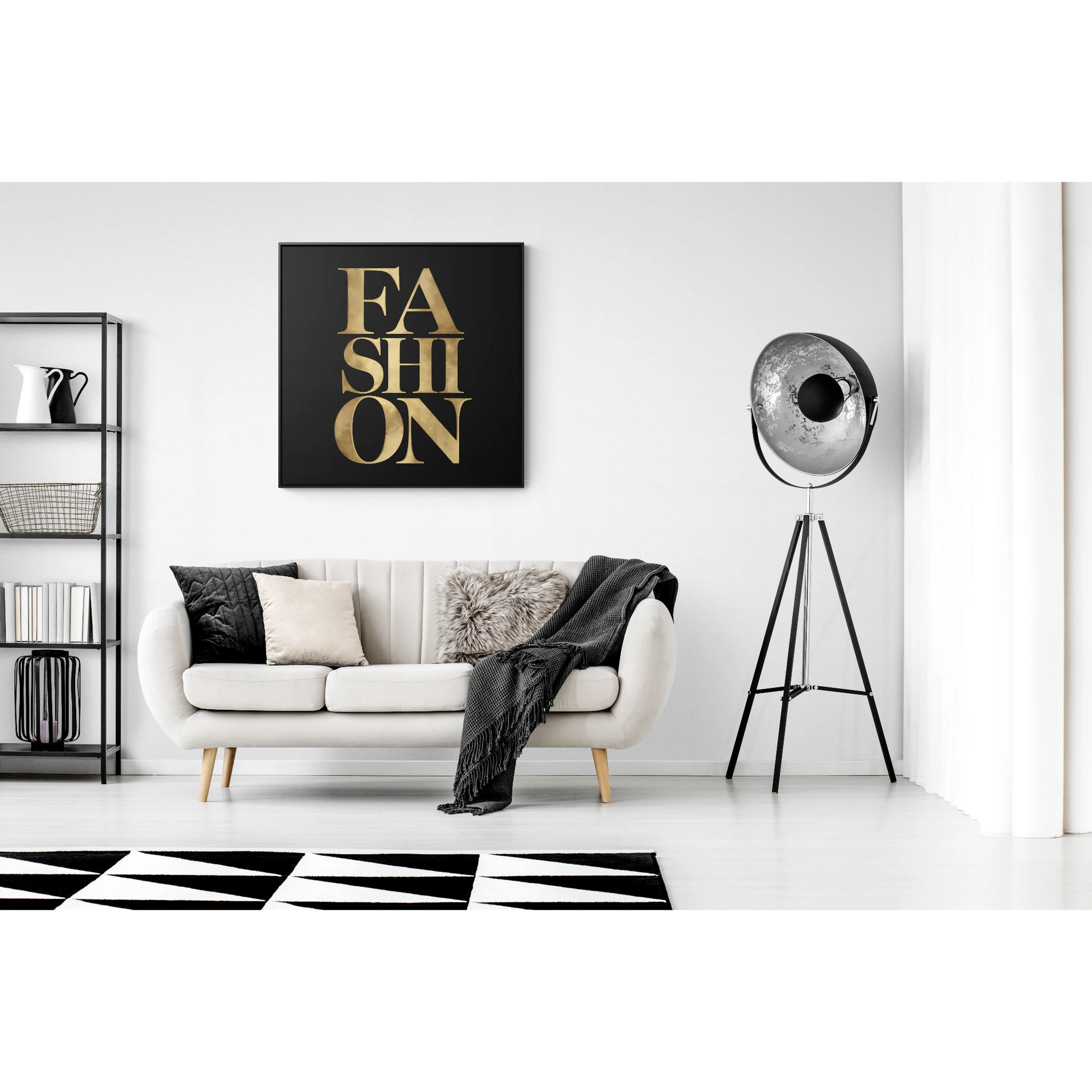 Fashion Wall Art, Stylish Gallery Canvas Wraps, Square Frame, Home Decor, Gift for Fashionistas, Glamorous Black and Gold Wall Hanging - LOLA VEGAS ART