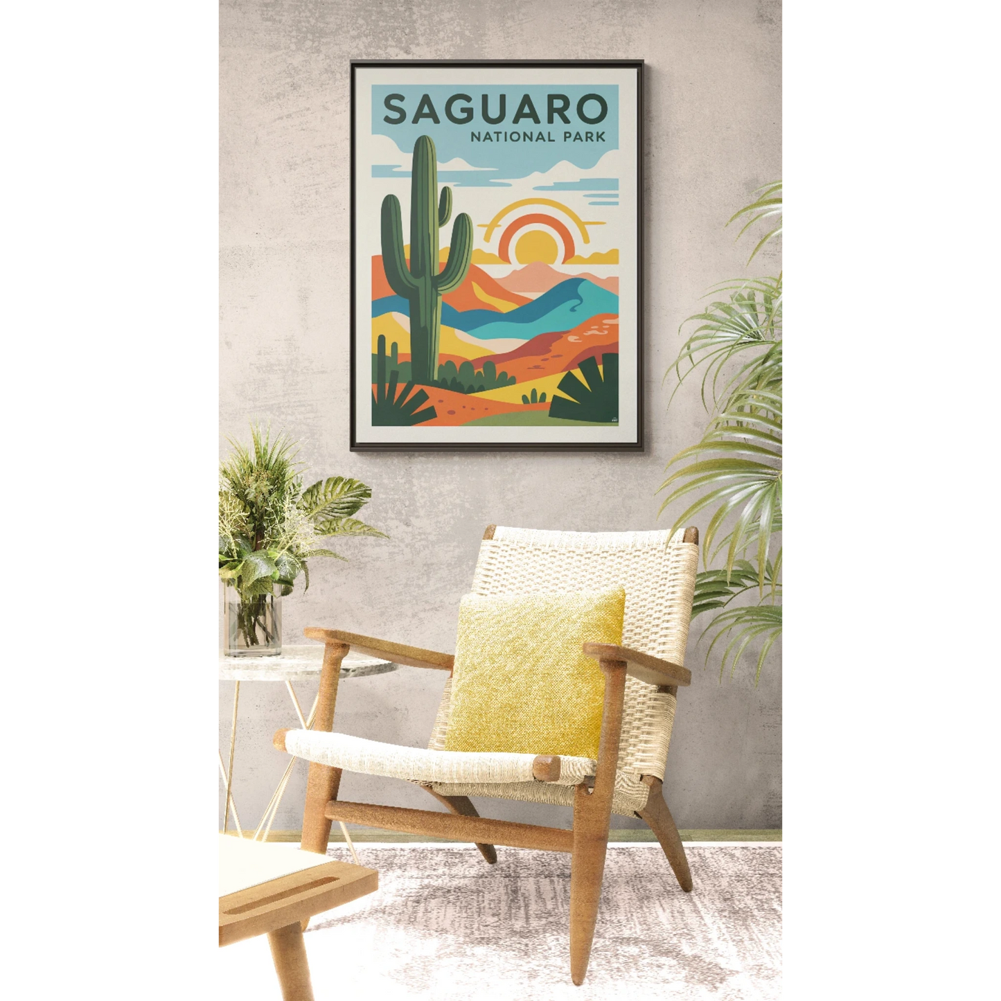Saguaro National Park Art Print, Matte Canvas Framed, Home Decor, Nature Wall Art, Gallery Style Decoration, Gift for Adventurers - LOLA VEGAS ART