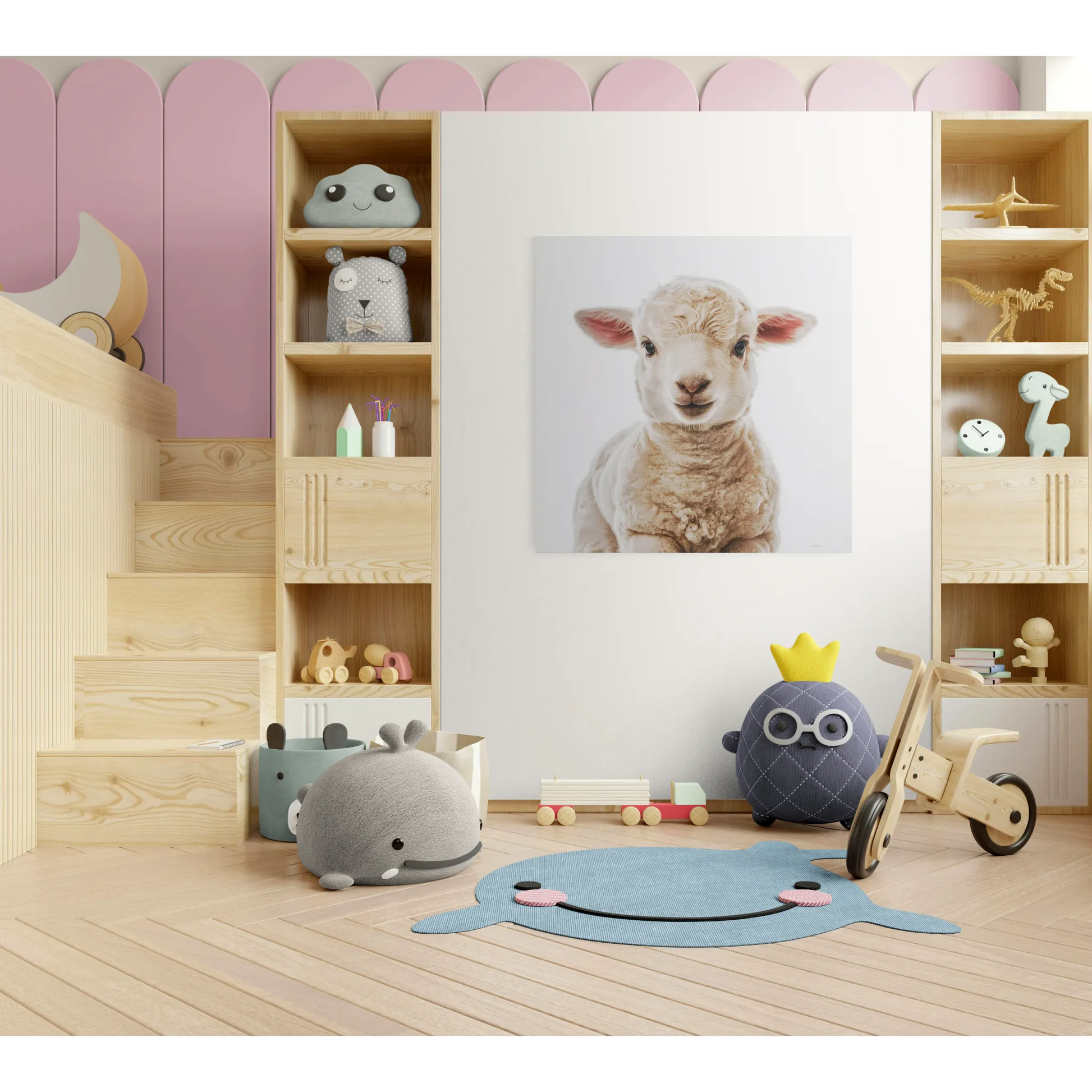 Canvas Wall Art, Baby Lamb Square Matte Stretched, Animal Lover Gift, Children's Decor, Fine Art Photography Print - LOLA VEGAS ART