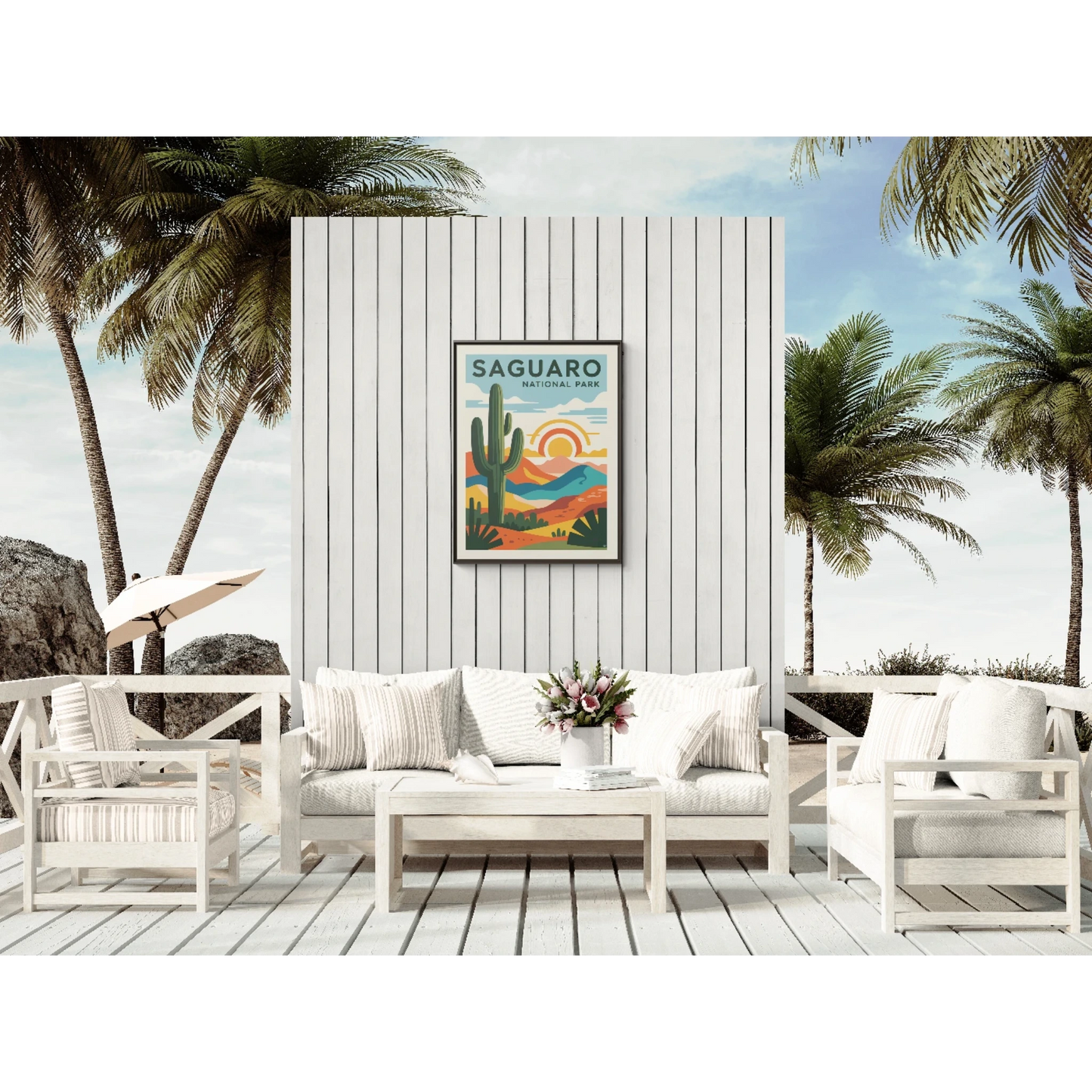 Saguaro National Park Art Print, Matte Canvas Framed, Home Decor, Nature Wall Art, Gallery Style Decoration, Gift for Adventurers - LOLA VEGAS ART