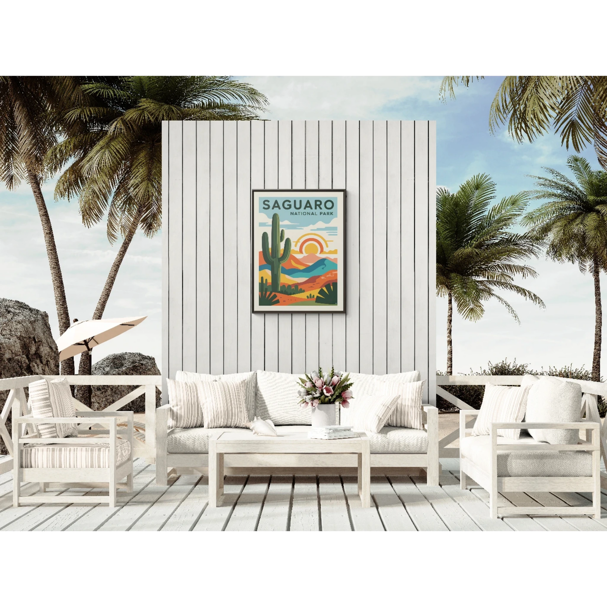 Saguaro National Park Art Print, Matte Canvas Framed, Home Decor, Nature Wall Art, Gallery Style Decoration, Gift for Adventurers - LOLA VEGAS ART