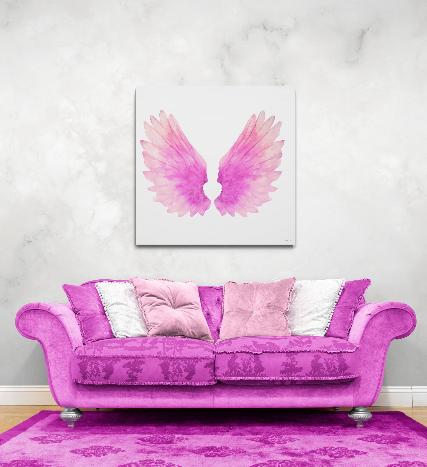 wall art, wall art canvas, wall art decor, wall art prints, wall decor, angel wings, angel wings art, wings, wall art pink - LOLA VEGAS ART