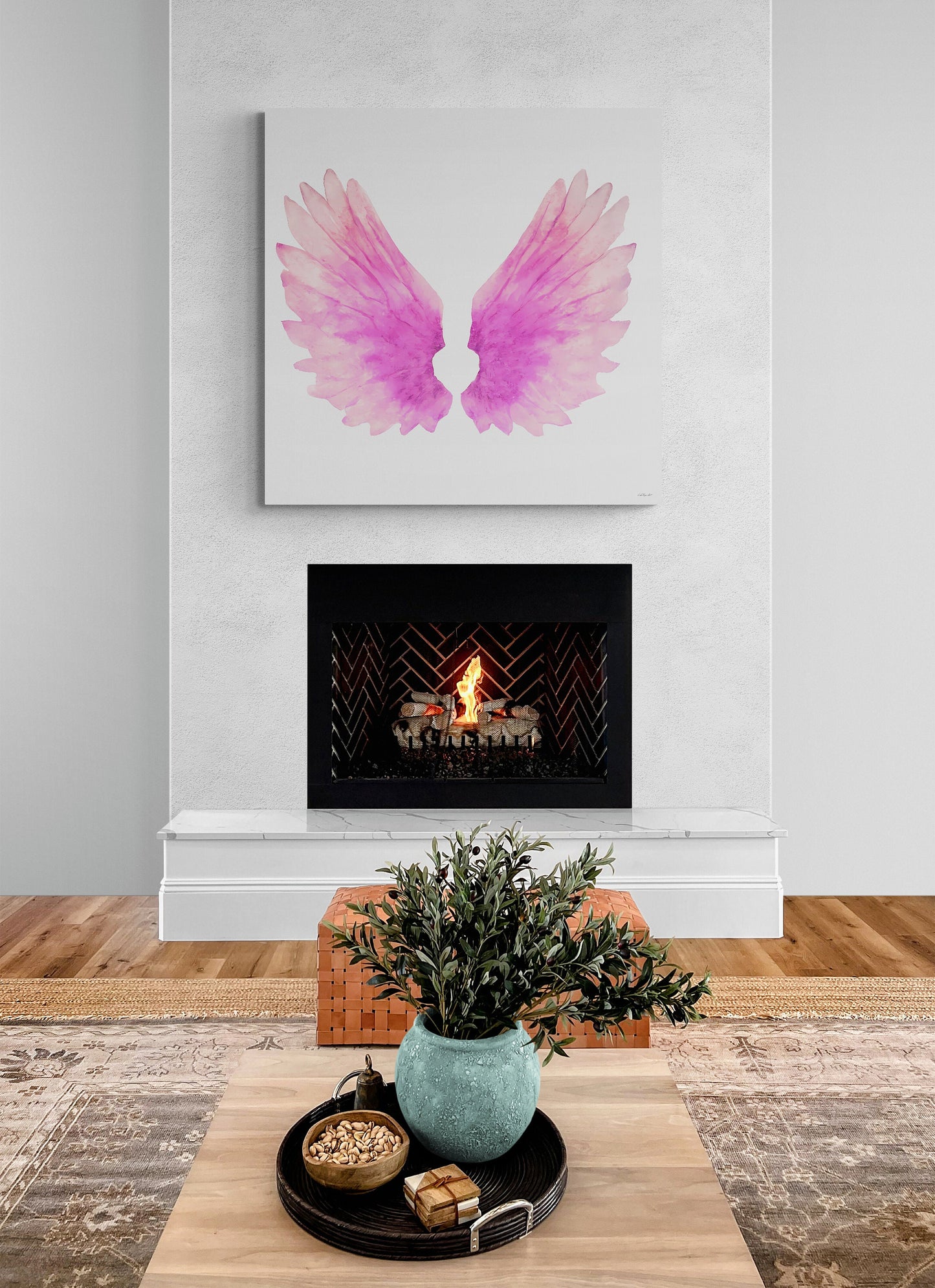 wall art, wall art canvas, wall art decor, wall art prints, wall decor, angel wings, angel wings art, wings, wall art pink - LOLA VEGAS ART