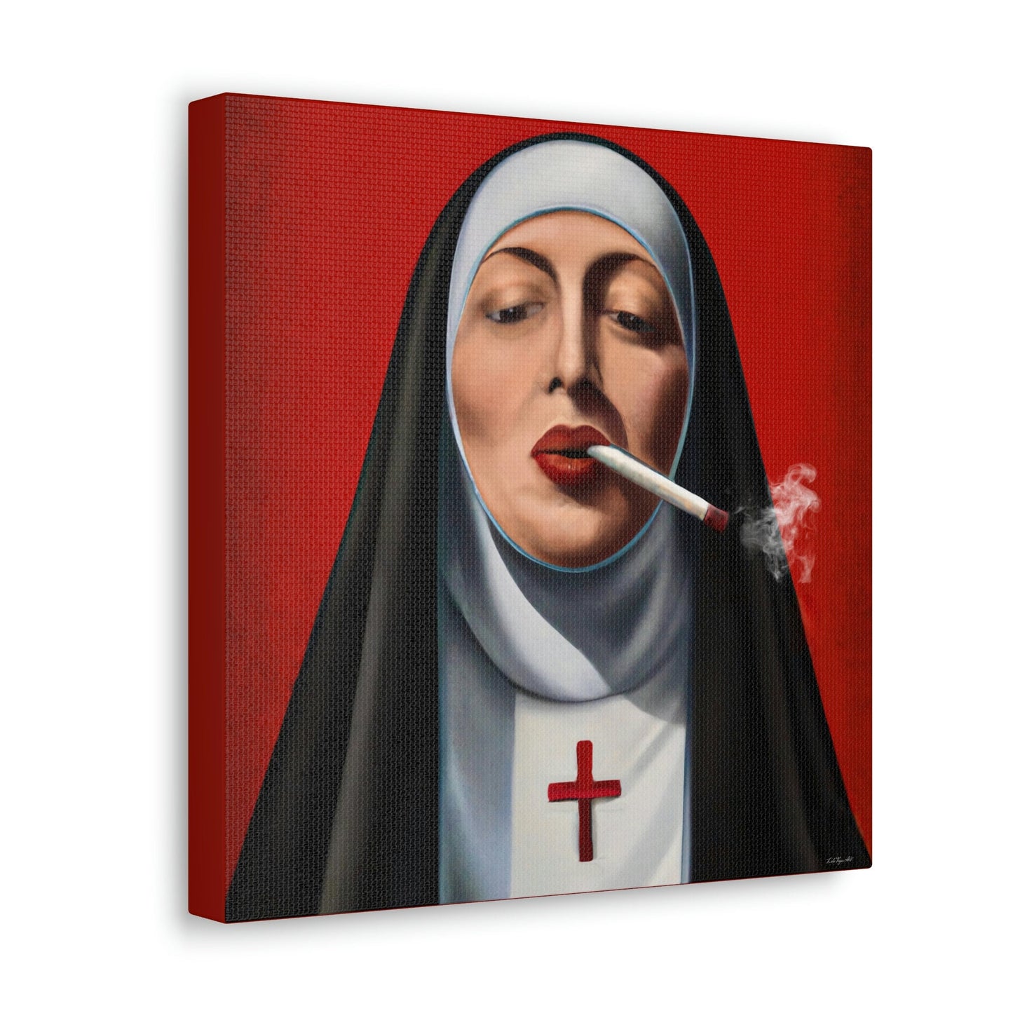 wall art, wall art canvas, wall art decor, wall art prints, wall decor, nuns, funny wall art, smoking, cigarette, christian, wall art usa, - LOLA VEGAS ART