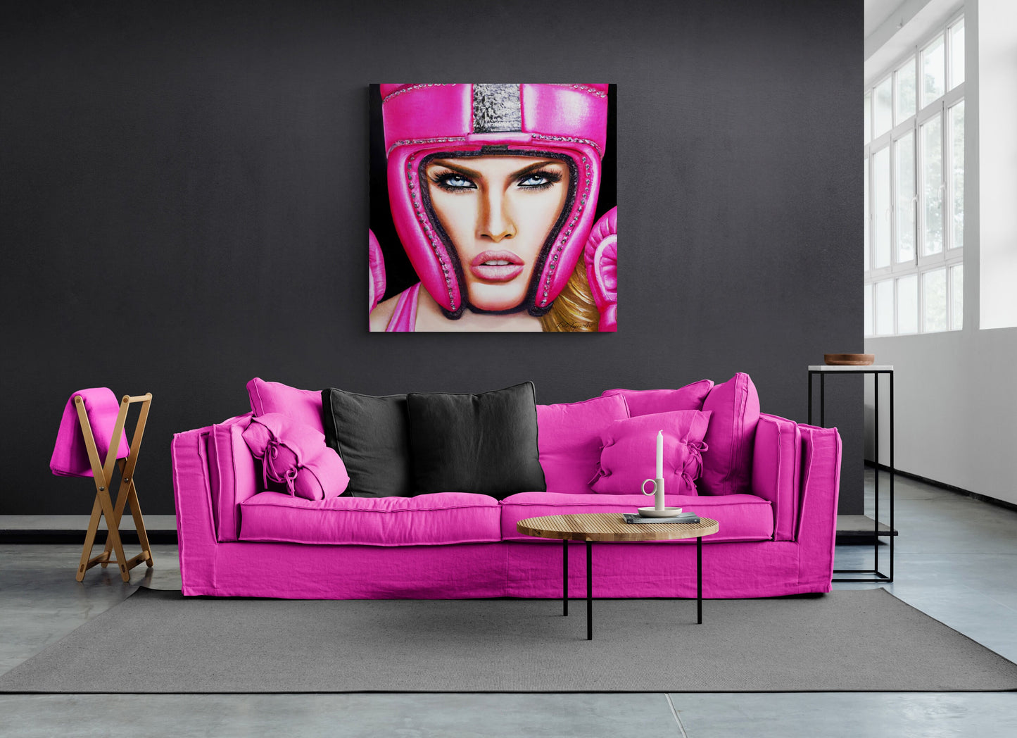 wall art, wall art canvas, wall art decor, wall art prints, boxing, woman boxing, pink, fighter - LOLA VEGAS ART