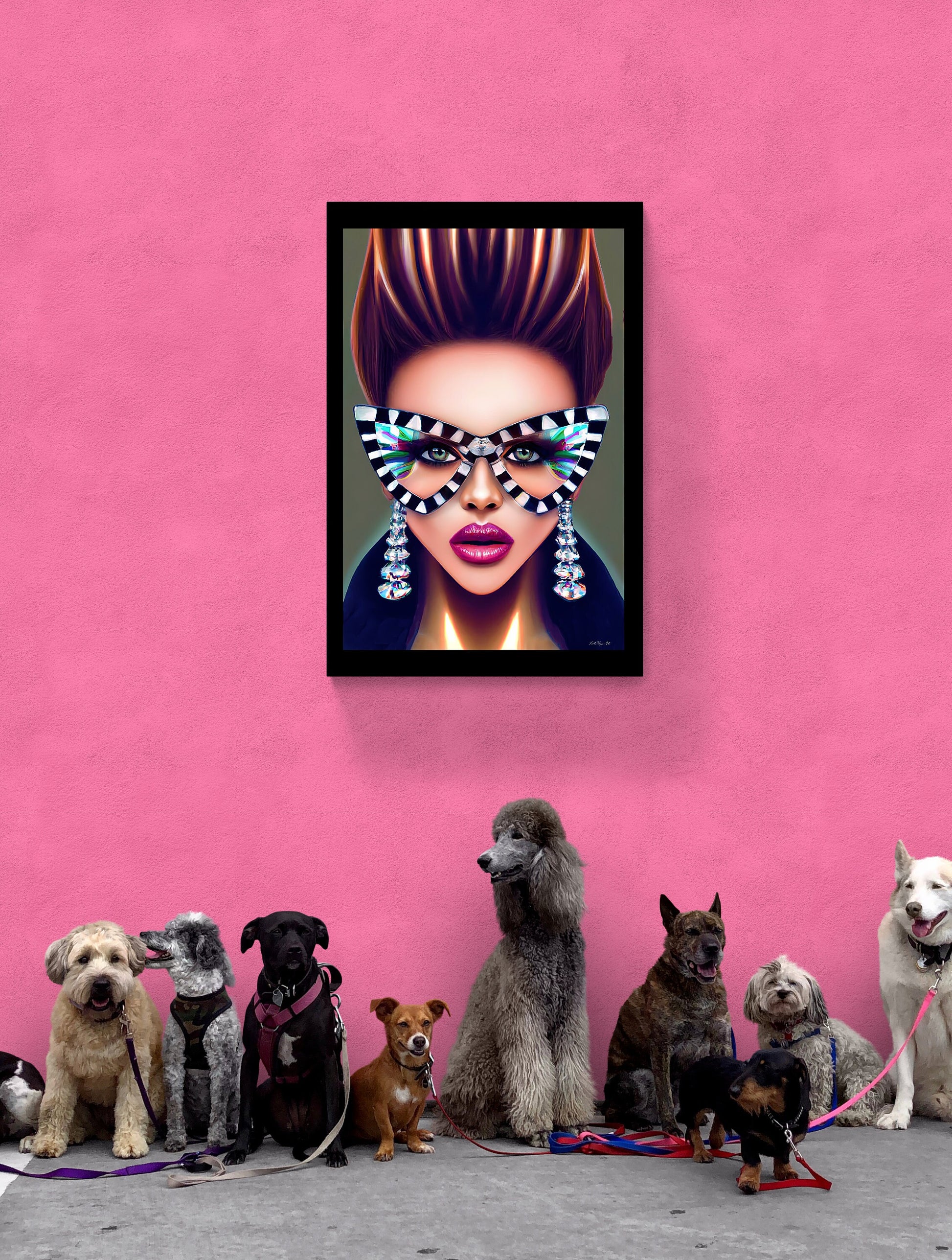 wall art, wall art canvas, wall art dcor, glasses, wall art woman, women, wall art quirky, wall art girl - LOLA VEGAS ART