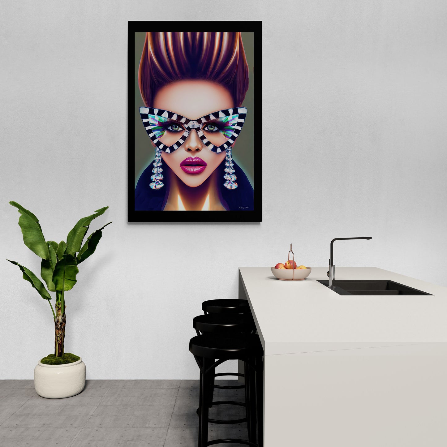 wall art, wall art canvas, wall art dcor, glasses, wall art woman, women, wall art quirky, wall art girl - LOLA VEGAS ART