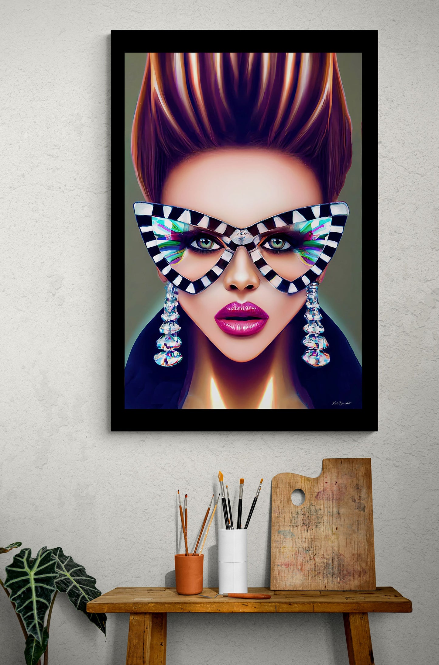 wall art, wall art canvas, wall art dcor, glasses, wall art woman, women, wall art quirky, wall art girl - LOLA VEGAS ART