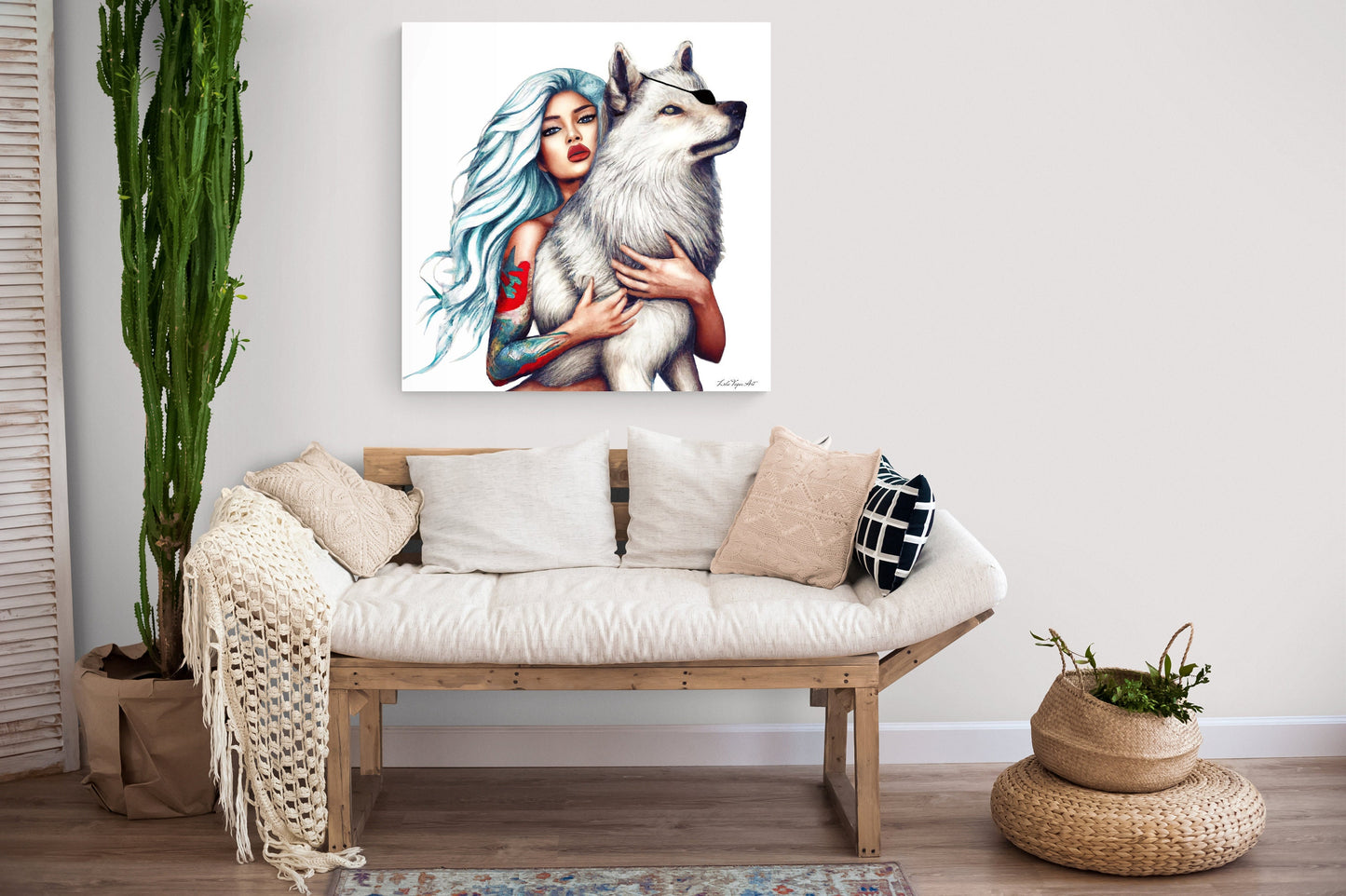 wall art, wall art canvas, wall art dcor, wolf, wolves, wall art woman, wall art animals, goddess - LOLA VEGAS ART