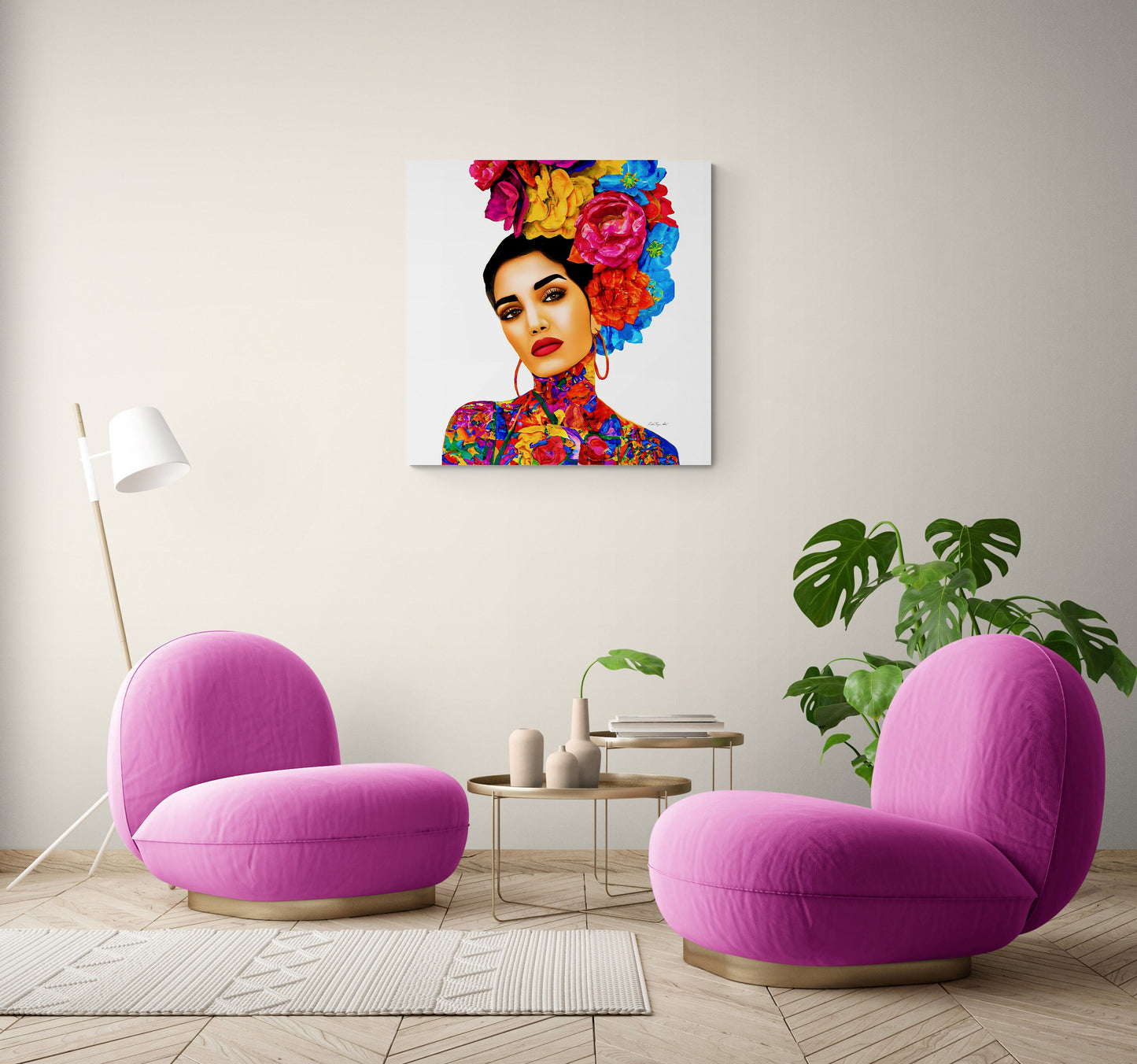 flower girl hair, canvas wall art, flower woman, woman art, wall art, wall art decor, latina art, wall art living room, tattoo - LOLA VEGAS ART