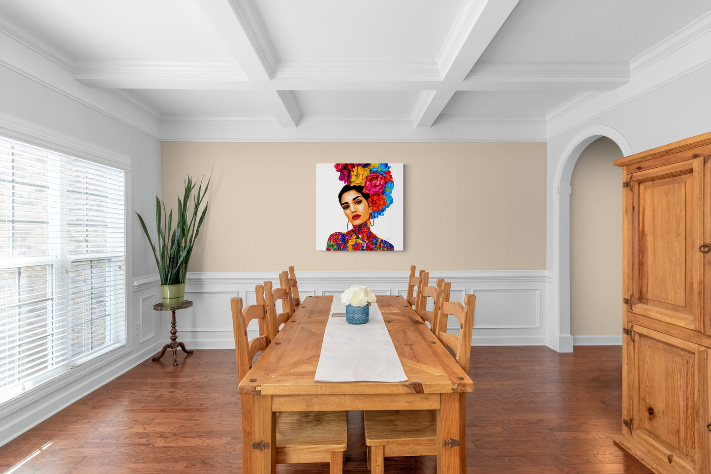 flower girl hair, canvas wall art, flower woman, woman art, wall art, wall art decor, latina art, wall art living room, tattoo - LOLA VEGAS ART