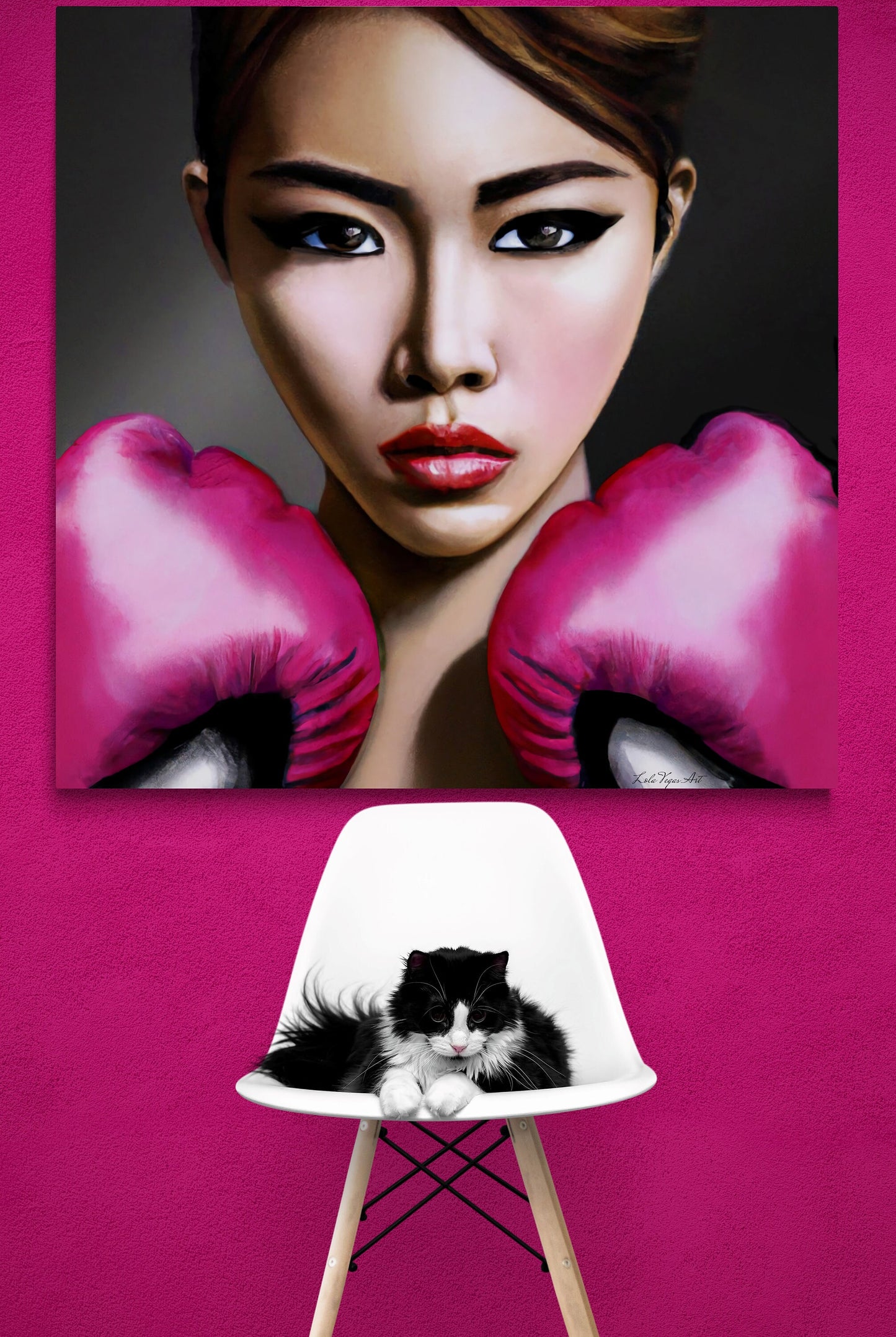 boxing, wall art, wall art canvas, wall art dcor, boxers, asian art, wall art living room, feminist art - LOLA VEGAS ART
