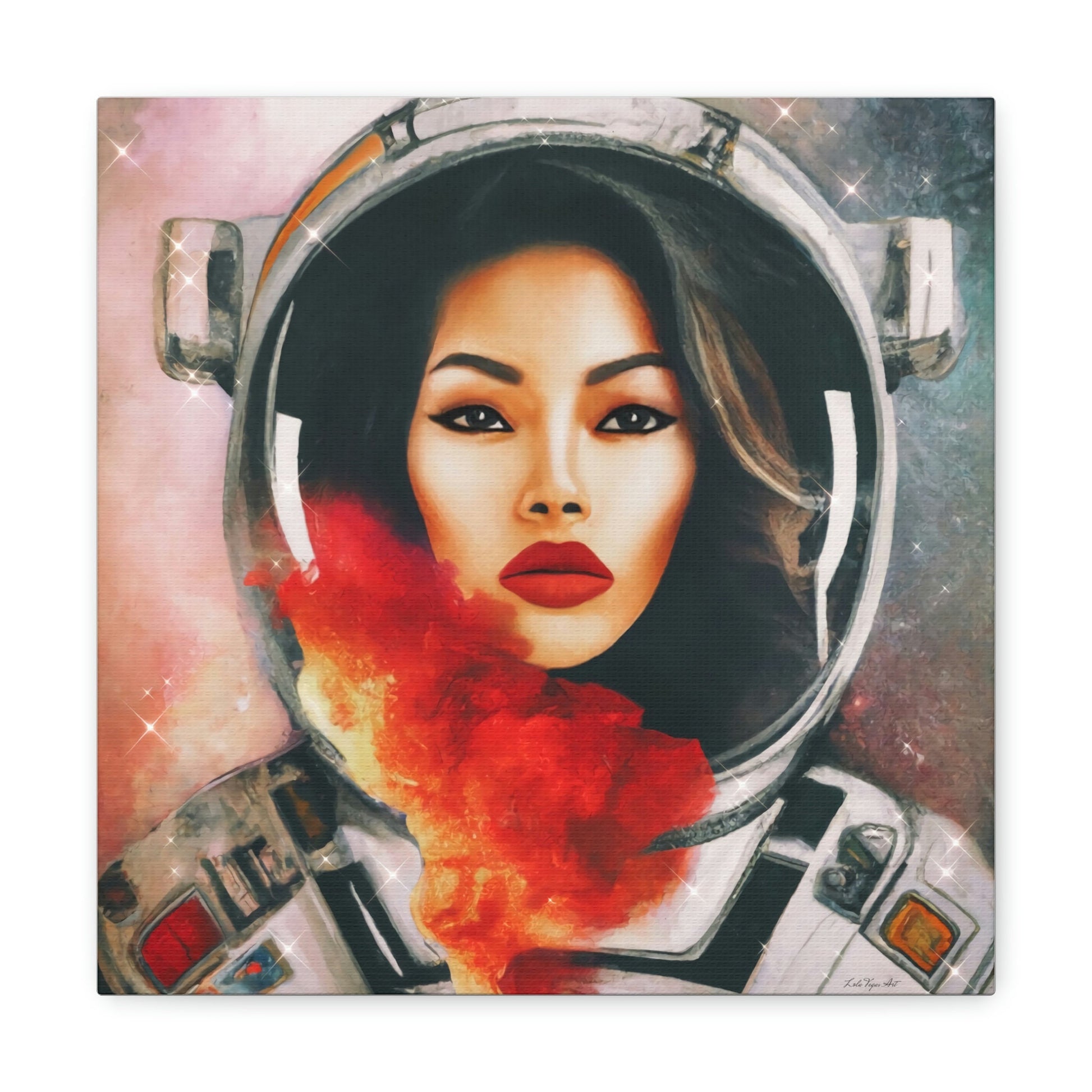 female astronaut, space art, space art print, astronaut in space, wall art, wall art canvas, astronaut gift, emotional wall art - LOLA VEGAS ART