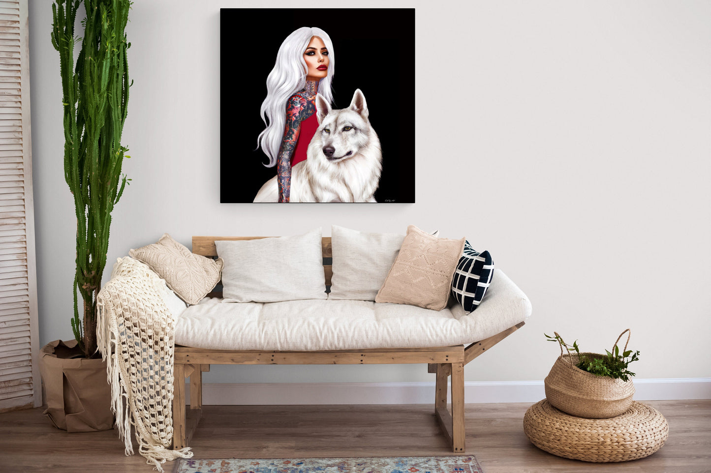 wolf, goddess, wall art, wall art canvas, wall art dcor, wolves, wall art woman, wall art animals, pagan, women decor, wall art bedroom - LOLA VEGAS ART
