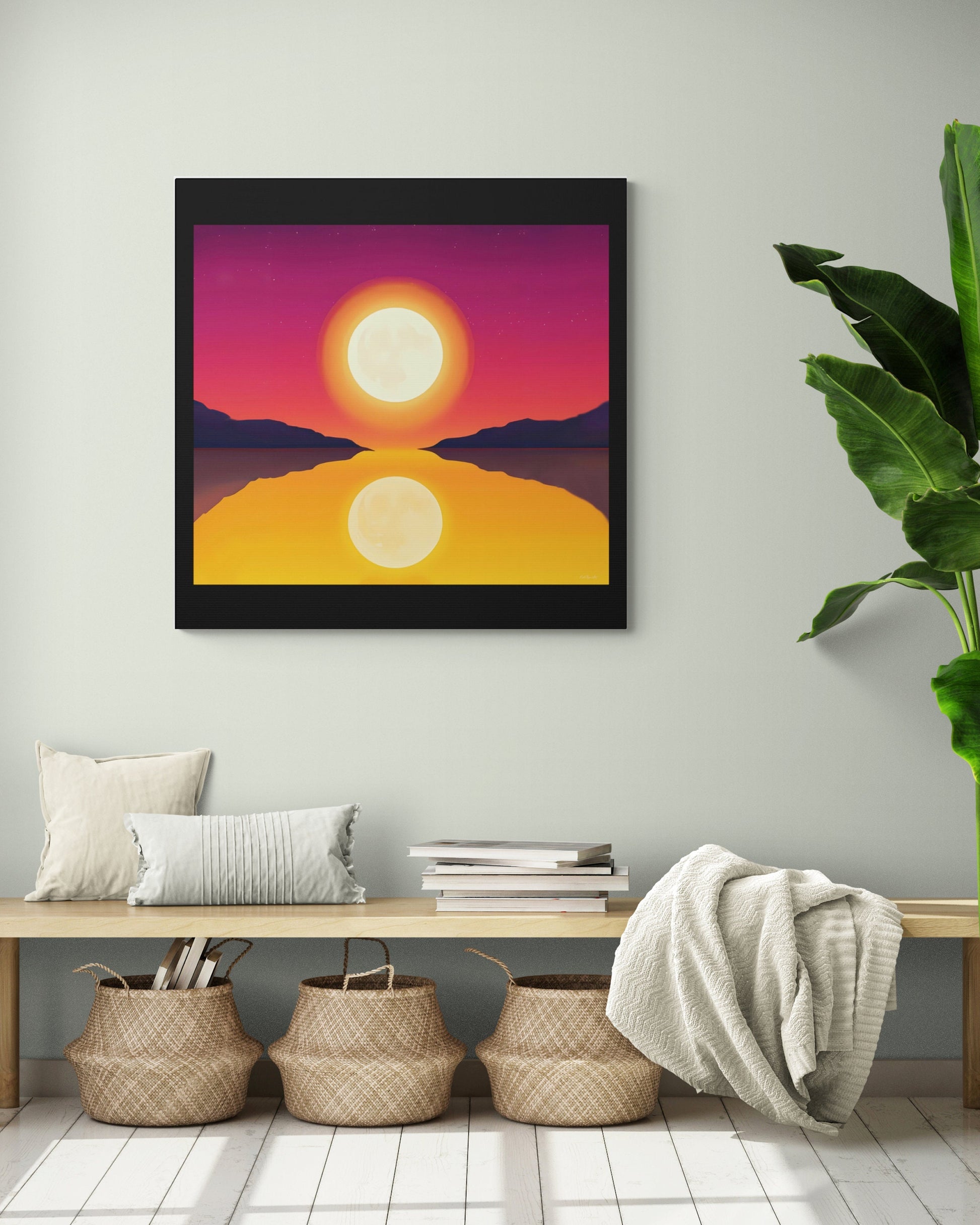 wall art canvas moon, wall art, wall art canvas, wall art dcor, moon wall art, landscape wall art, night wall art - LOLA VEGAS ART