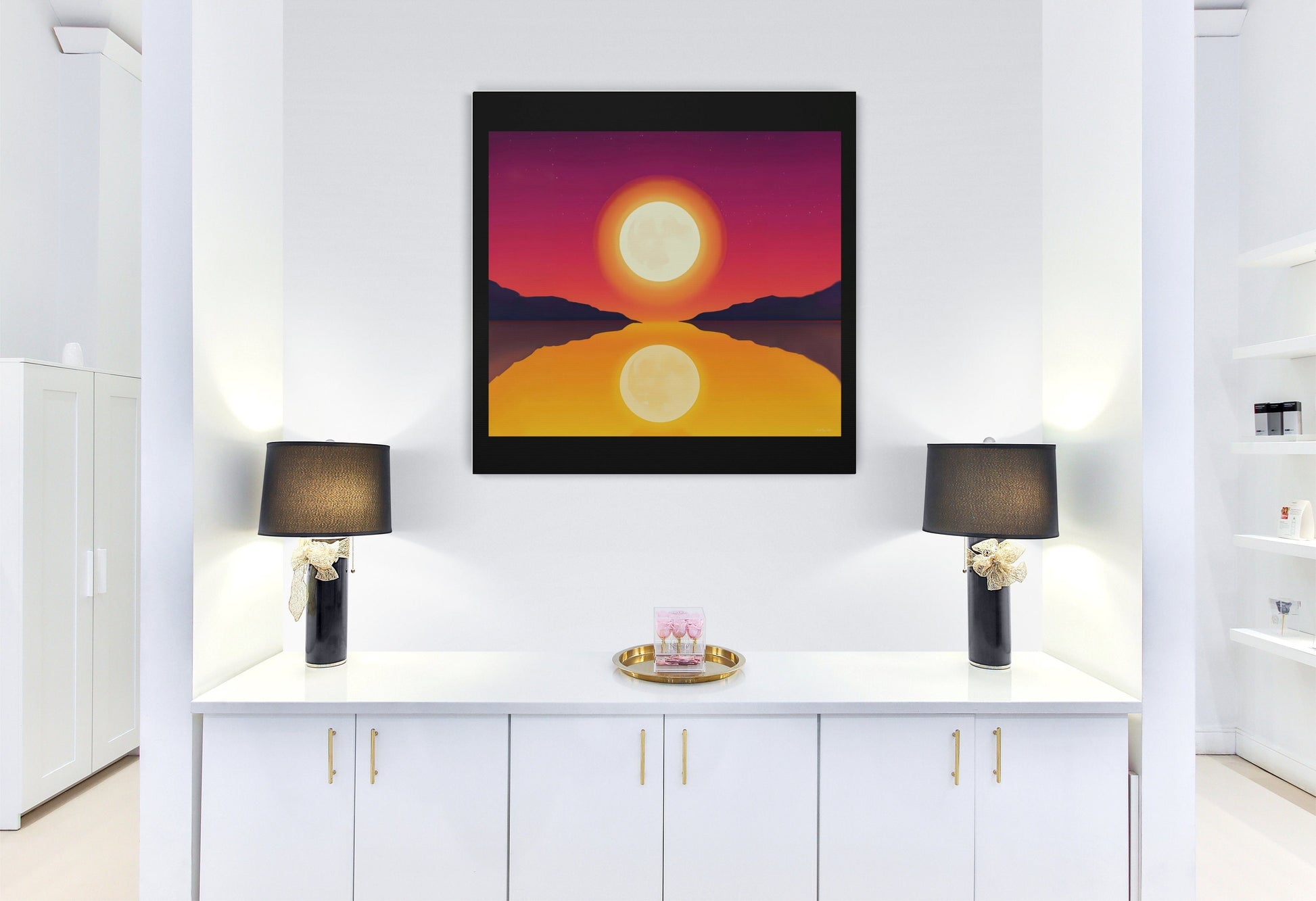 wall art canvas moon, wall art, wall art canvas, wall art dcor, moon wall art, landscape wall art, night wall art - LOLA VEGAS ART