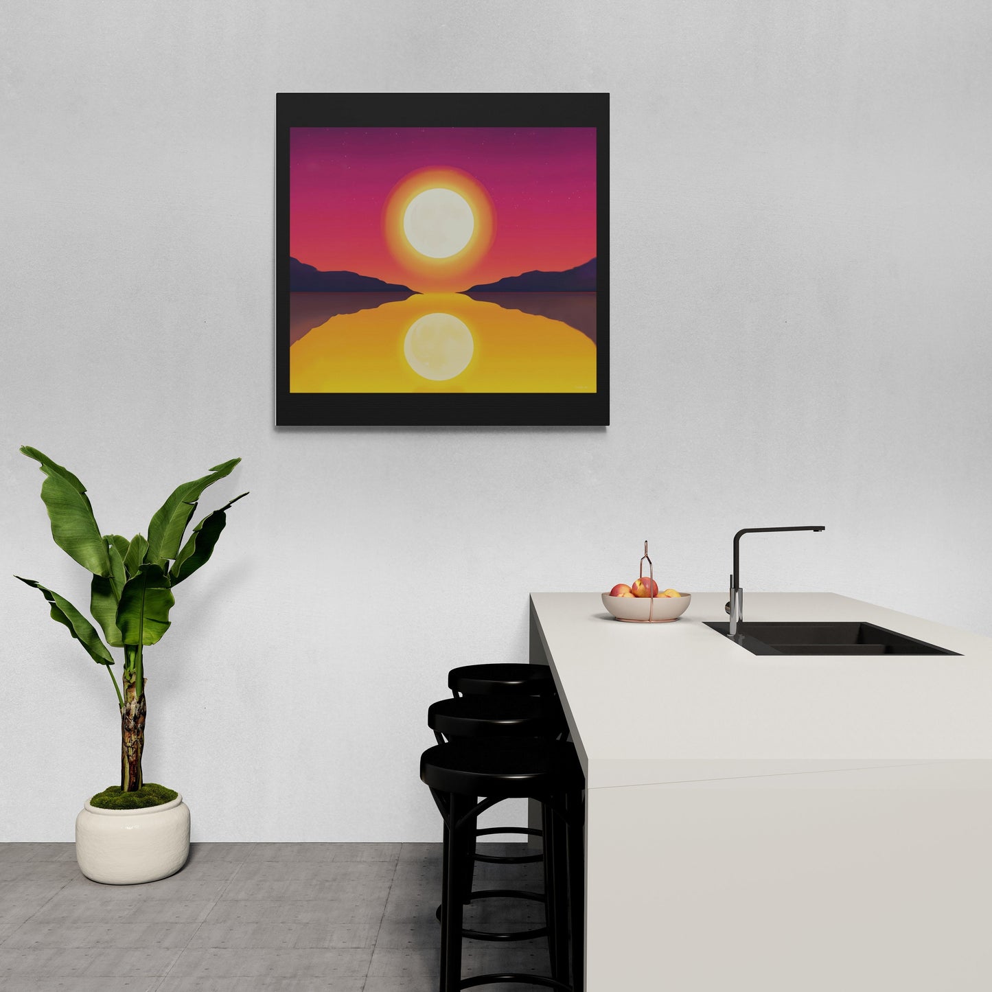 wall art canvas moon, wall art, wall art canvas, wall art dcor, moon wall art, landscape wall art, night wall art - LOLA VEGAS ART