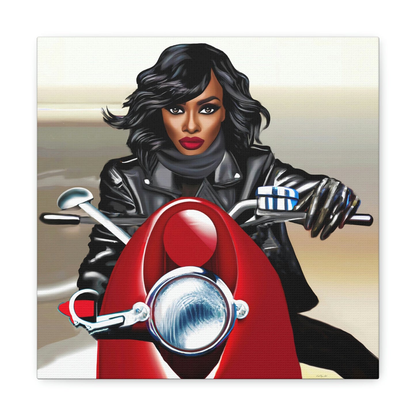 black woman art, black art, black girl magic, motorcycle art, goddess, wall art, wall art canvas, wall art dcor, woman art - LOLA VEGAS ART