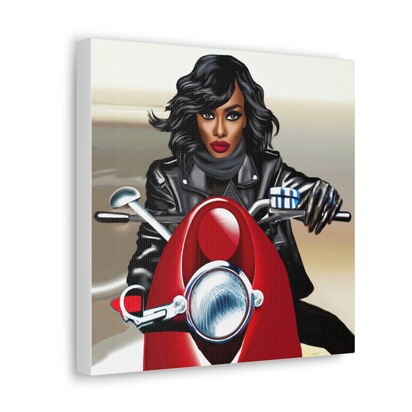 black woman art, black art, black girl magic, motorcycle art, goddess, wall art, wall art canvas, wall art dcor, woman art - LOLA VEGAS ART