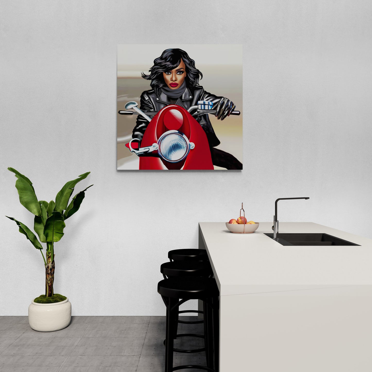 black woman art, black art, black girl magic, motorcycle art, goddess, wall art, wall art canvas, wall art dcor, woman art - LOLA VEGAS ART