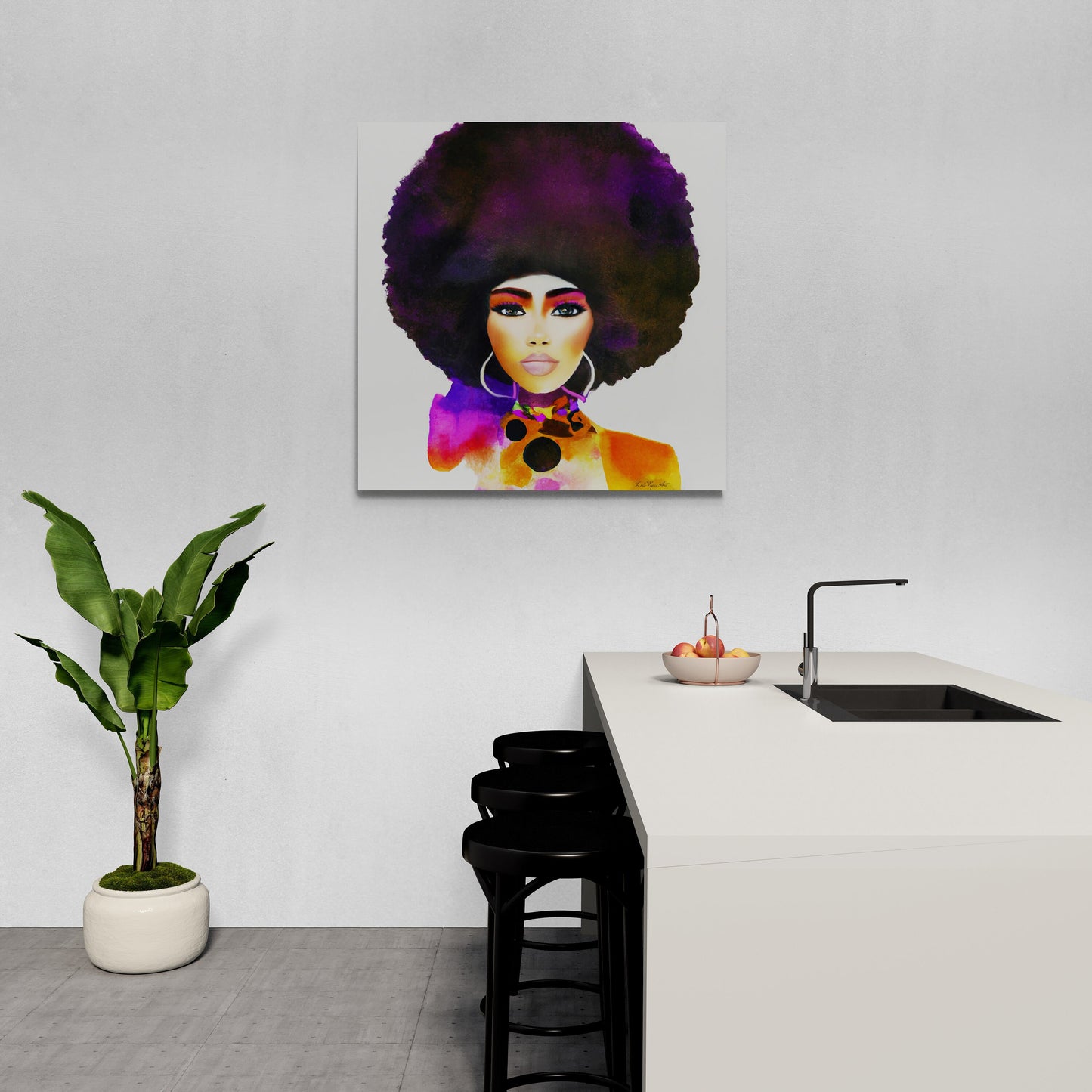 black woman,  black queen, black girl magic, natural afro hair, wall art, wall art canvas, wall art dcor, woman dcor, - LOLA VEGAS ART