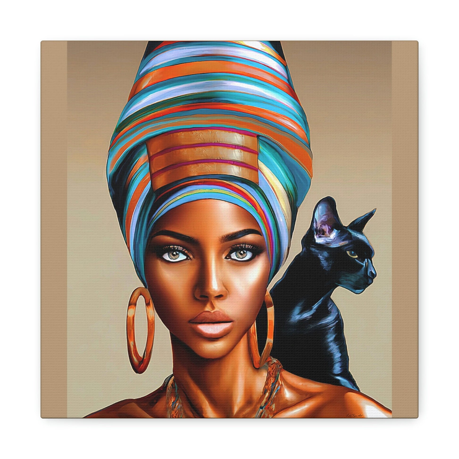 black girl magic,black woman art,  black cat art, cat art print, black cats, cat prints, wall art, wall art canvas, wall art dcor, wall ar - LOLA VEGAS ART