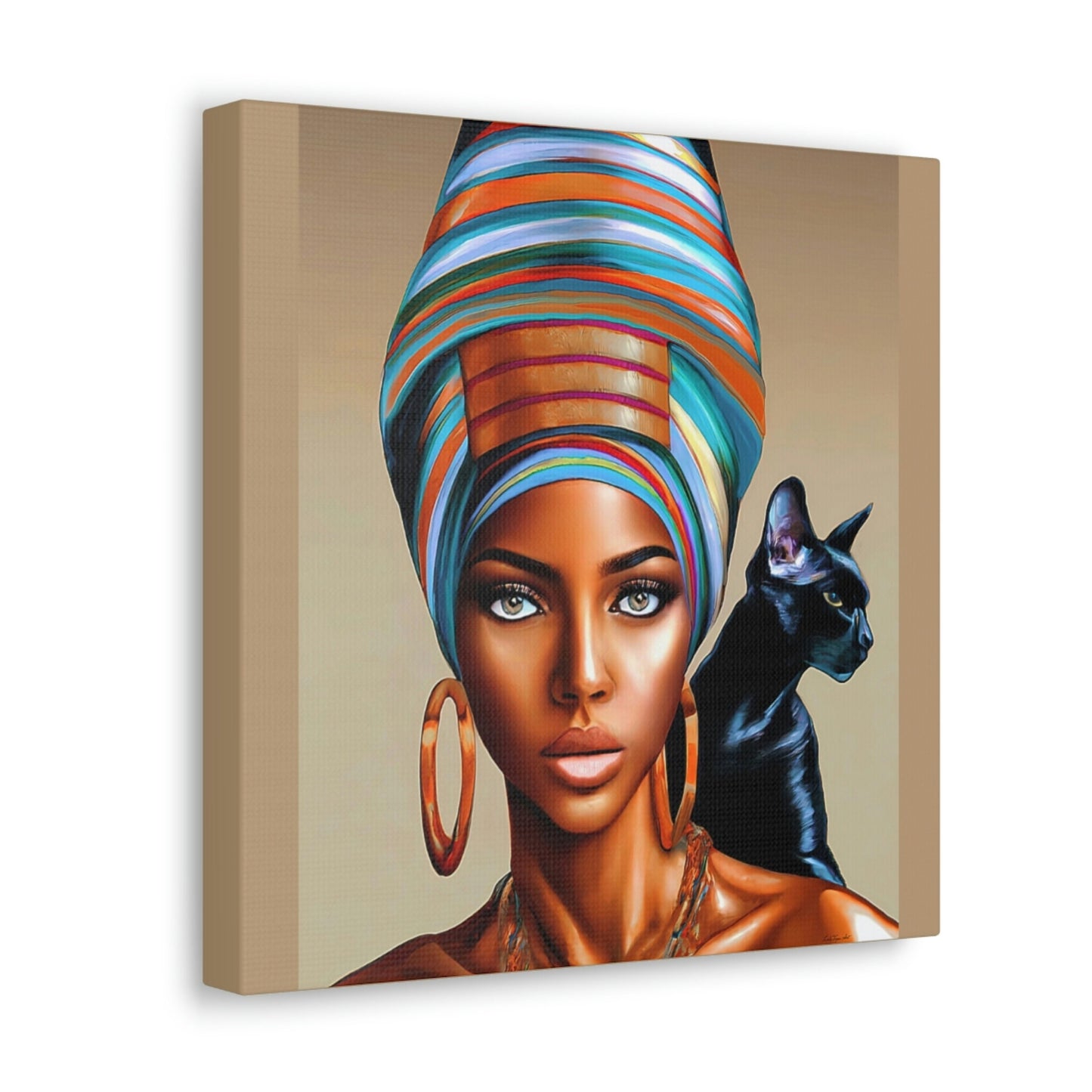 black girl magic,black woman art,  black cat art, cat art print, black cats, cat prints, wall art, wall art canvas, wall art dcor, wall ar - LOLA VEGAS ART