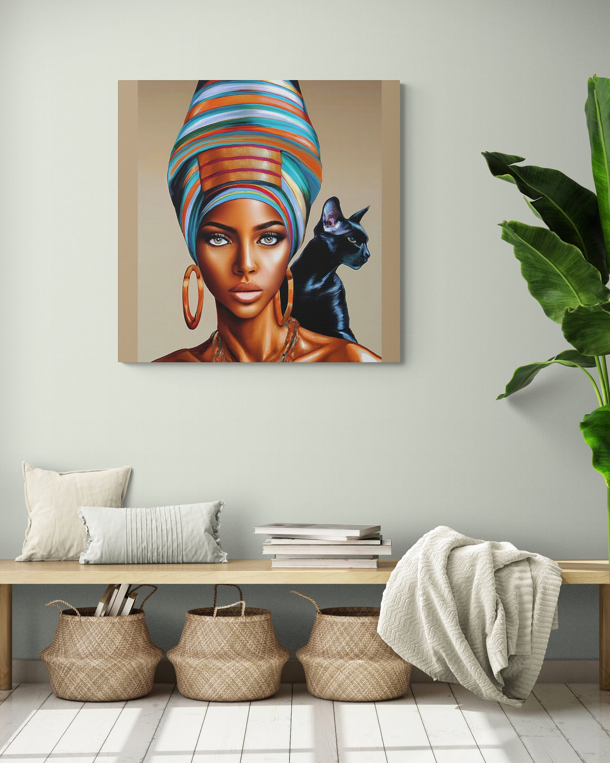 black girl magic,black woman art,  black cat art, cat art print, black cats, cat prints, wall art, wall art canvas, wall art dcor, wall ar - LOLA VEGAS ART