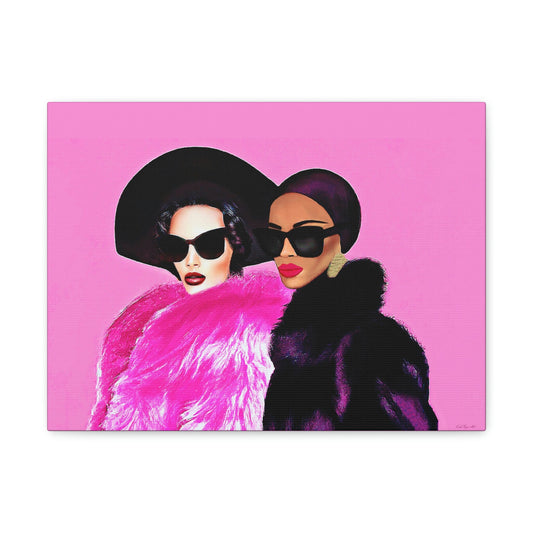 fur coat, sunglasses, black woman art, wall art, wall art canvas, wall art dcor, woman dcor, girl power - LOLA VEGAS ART