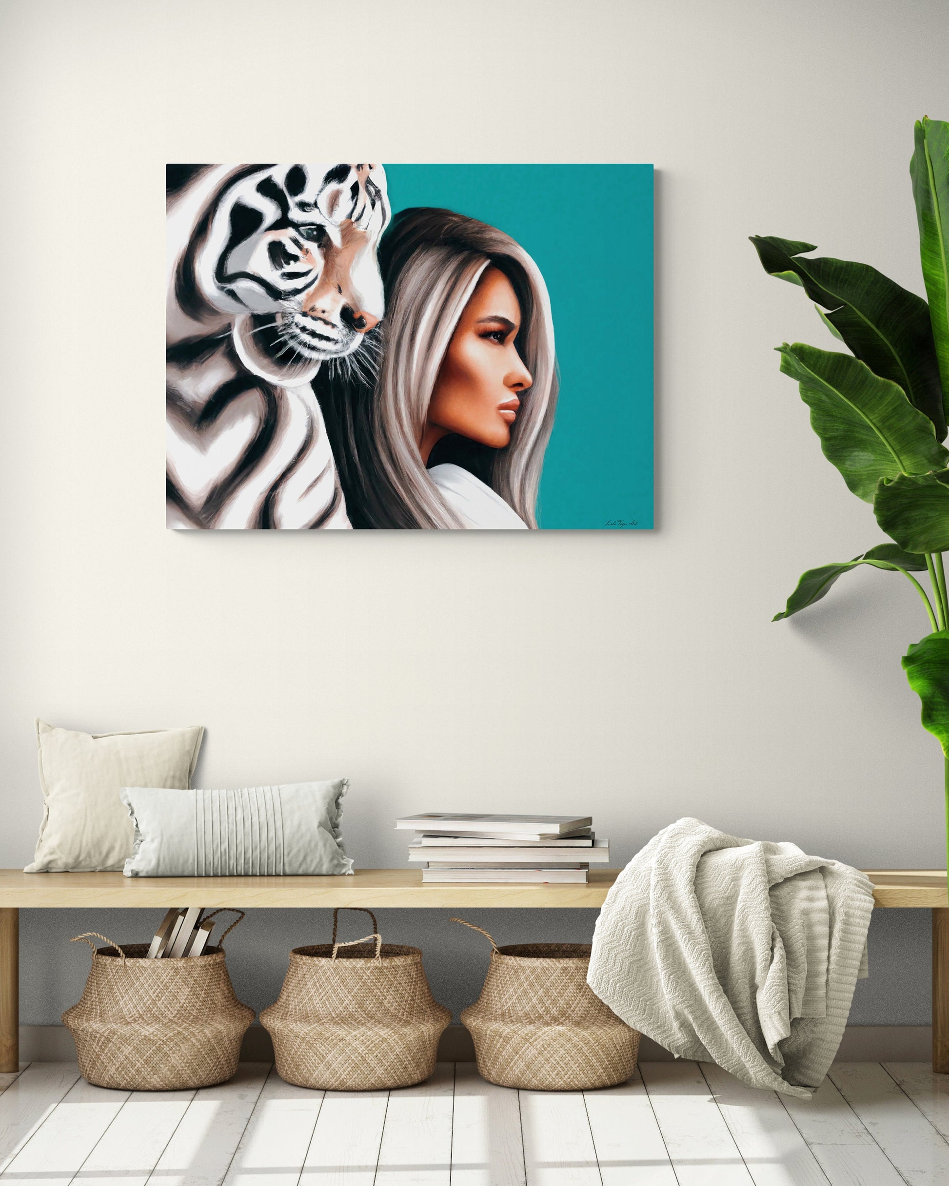 white tiger, wall art animals, tiger print, animal print, wall art woman, wall art, wall art canvas, wall art dcor, - LOLA VEGAS ART