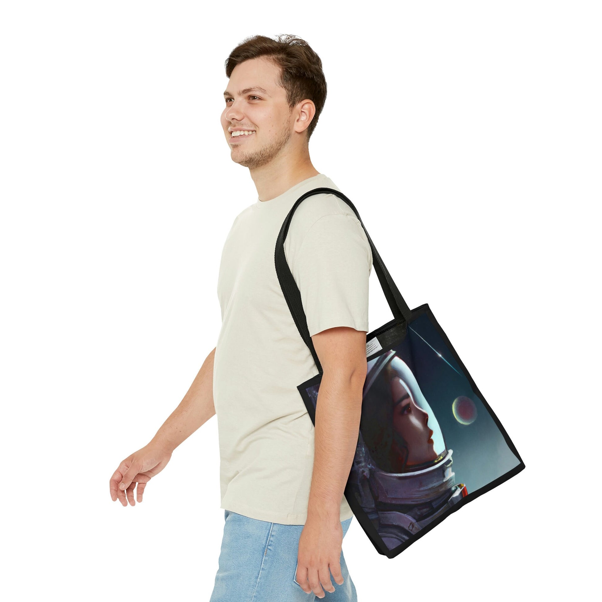 astronaut, bag, canvas bag, tote bag, gifts for women, canvas shopper, oversized canvas bag, reusable bag, shopping bag, tote bag for women - LOLA VEGAS ART