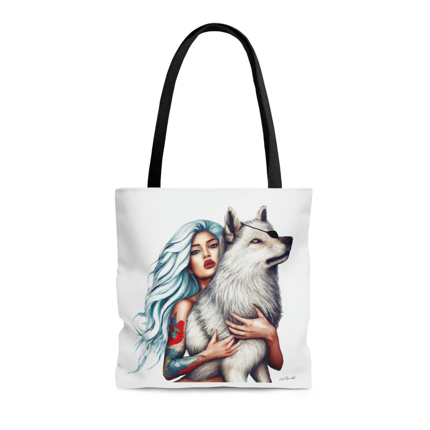 wolf, bag, canvas bag, tote bag, gifts for women, canvas shopper, oversized canvas bag, reusable bag, shopping bag, tote bag for women - LOLA VEGAS ART