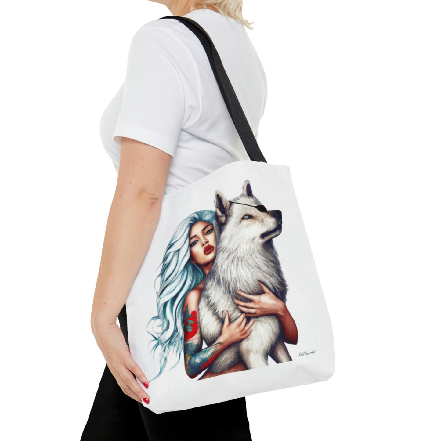 wolf, bag, canvas bag, tote bag, gifts for women, canvas shopper, oversized canvas bag, reusable bag, shopping bag, tote bag for women - LOLA VEGAS ART