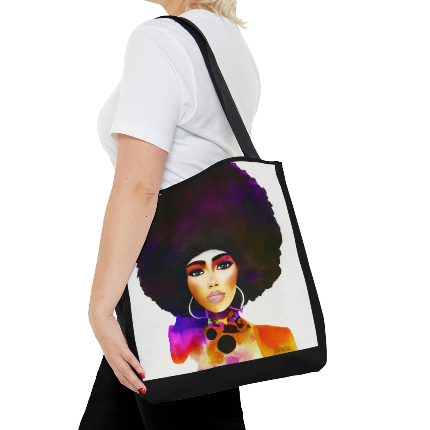 black woman,canvas bag, tote bag, gifts for women, canvas shopper, oversized canvas bag, reusable bag, shopping bag, tote bag for women - LOLA VEGAS ART