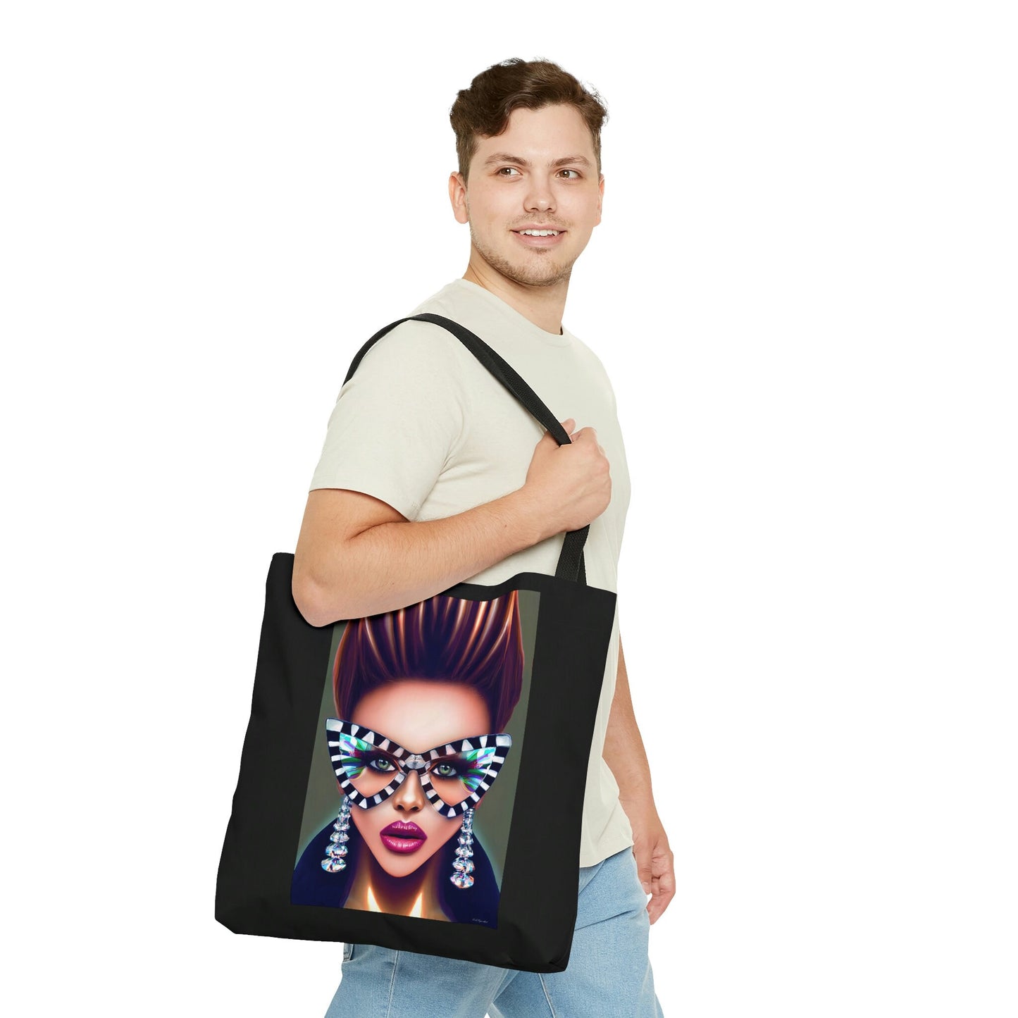 quirky, bag, canvas bag, tote bag, gifts for women, canvas shopper, oversized canvas bag, reusable bag, shopping bag, tote bag for women - LOLA VEGAS ART